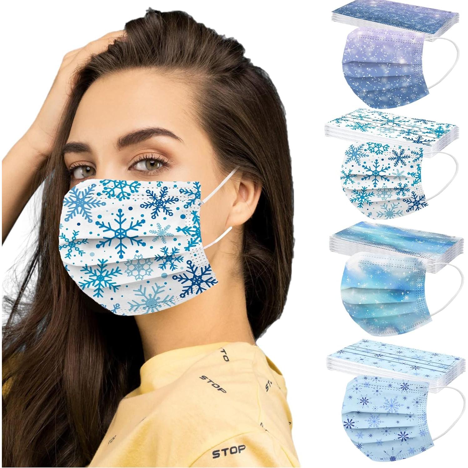 Cubierta Facial Desechable 3 Capas Copo de Nieve 50 Piezas