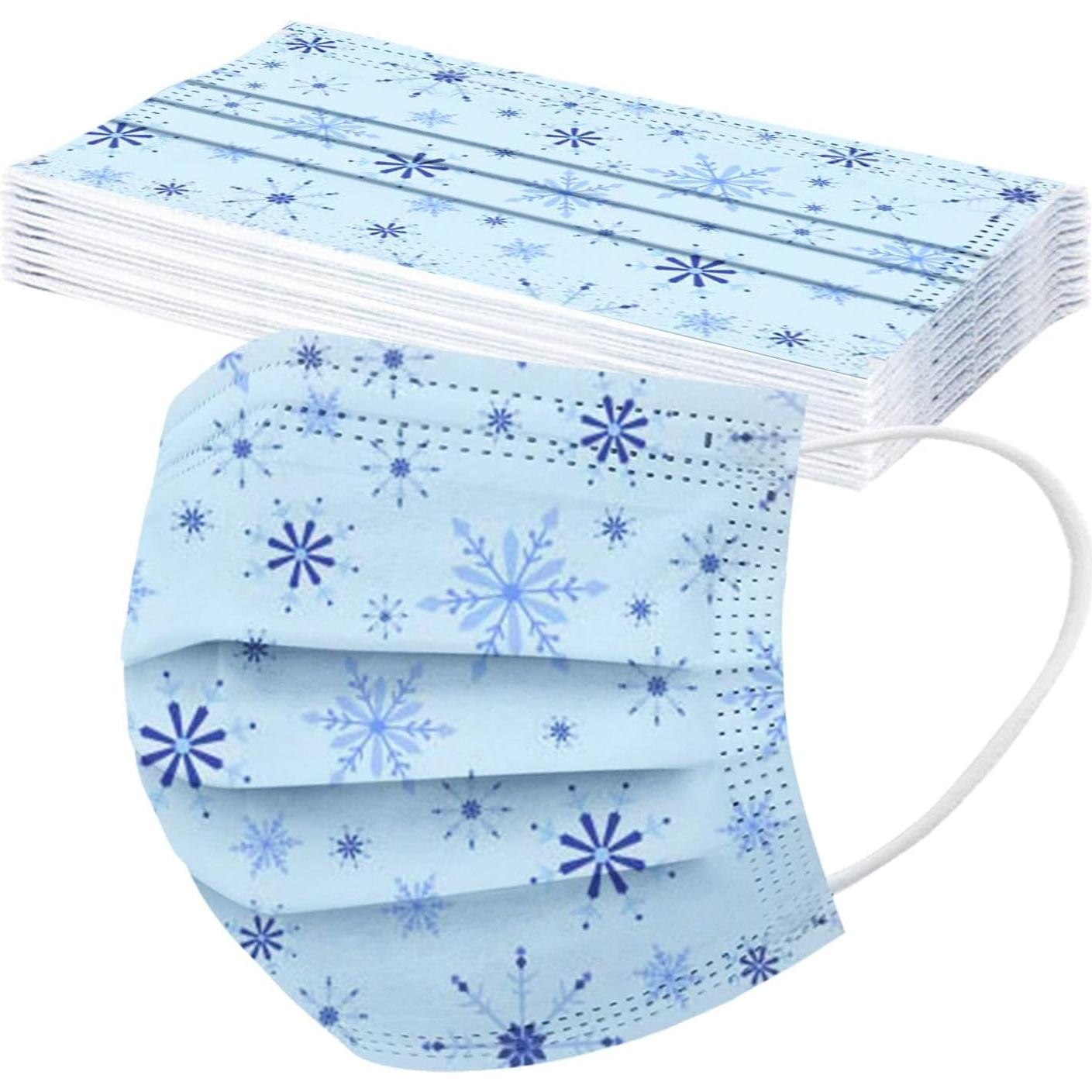 Cubierta Facial Desechable 3 Capas Copo de Nieve 50 Piezas