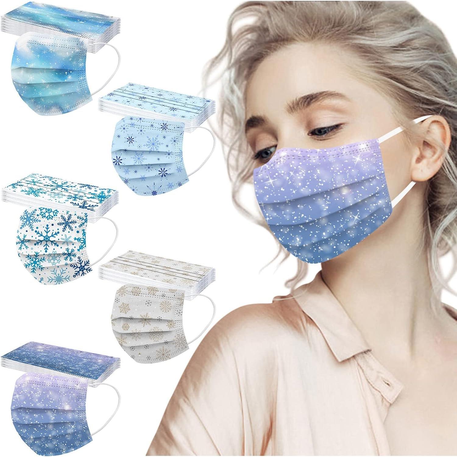 Cubierta Facial Desechable 3 Capas Copo de Nieve 50 Piezas