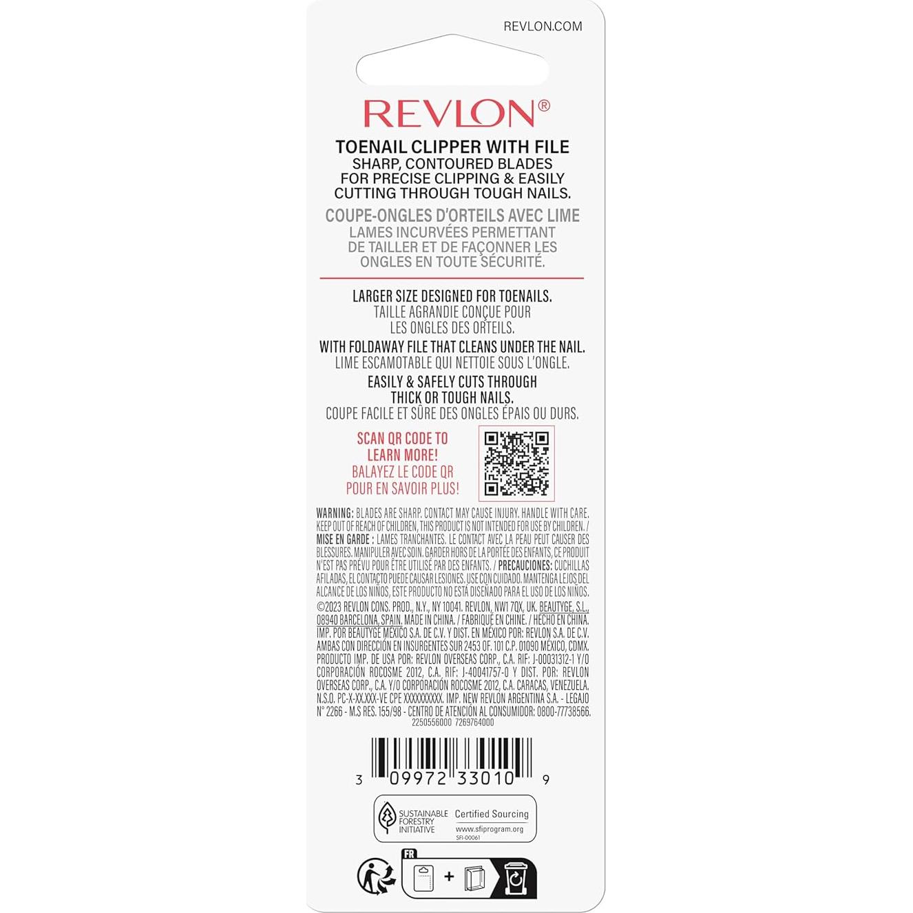 Cortauñas Revlon para Pies con Cuchilla Curvada y Lima