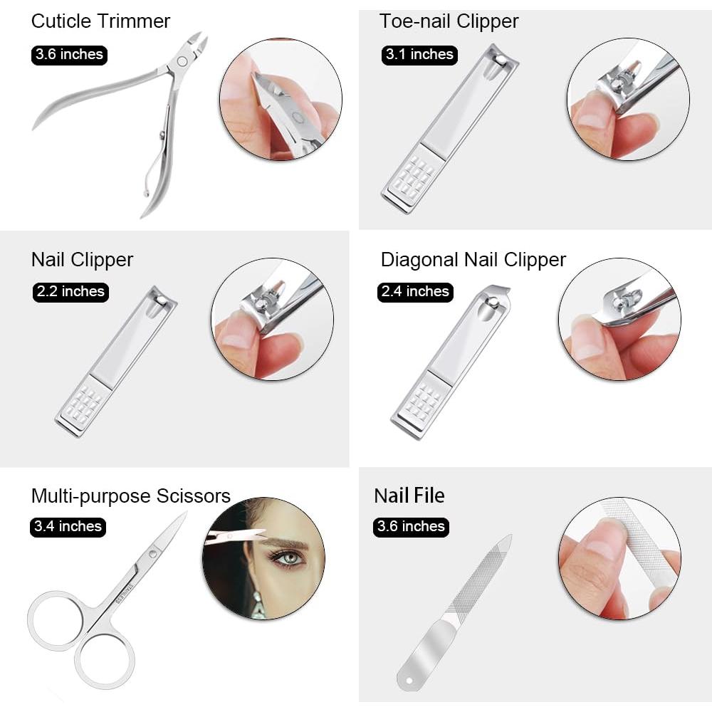 Kit de Manicura y Pedicura ZIZZON 12 Piezas Estuche Negro