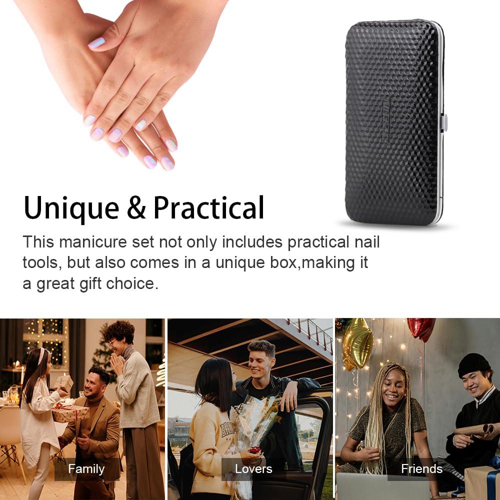 Kit de Manicura y Pedicura ZIZZON 12 Piezas Estuche Negro