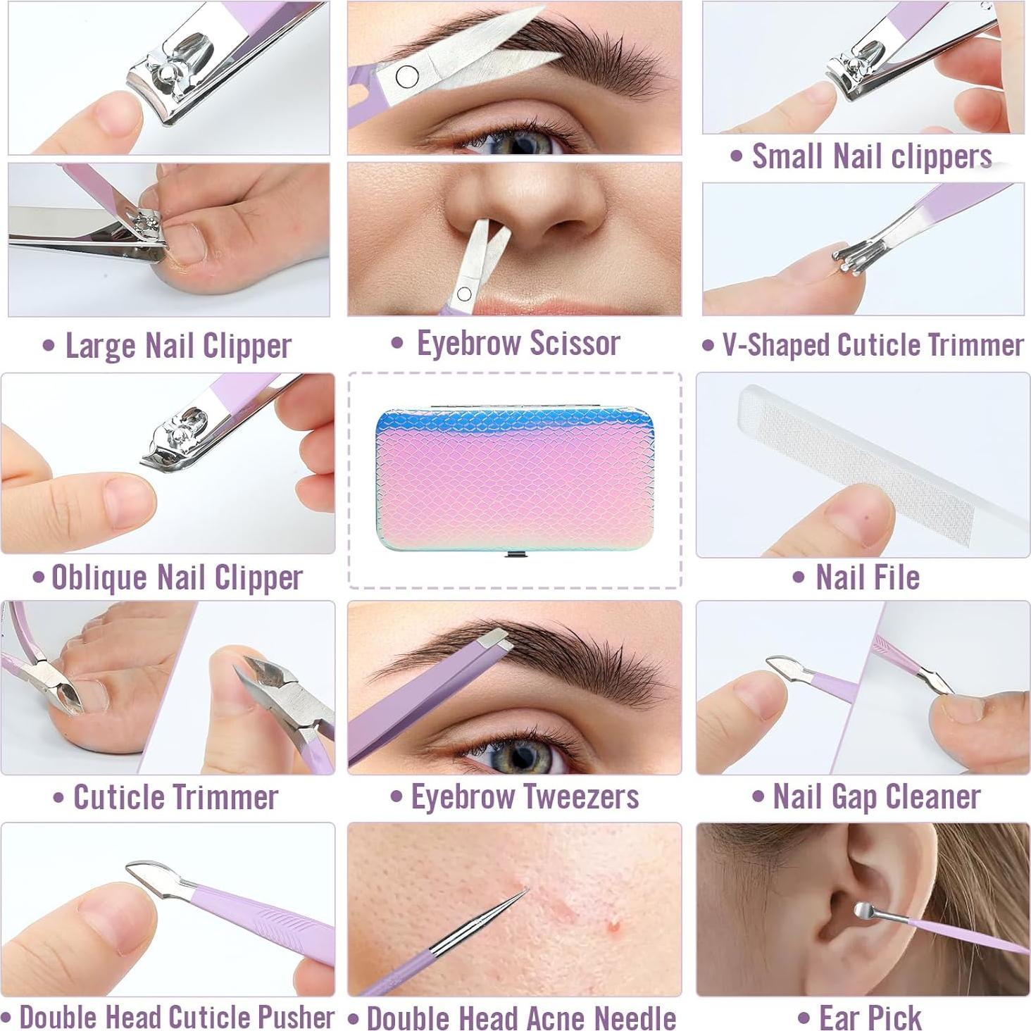 Juego de Manicura y Pedicura Aceoce 12 en 1 con Estuche