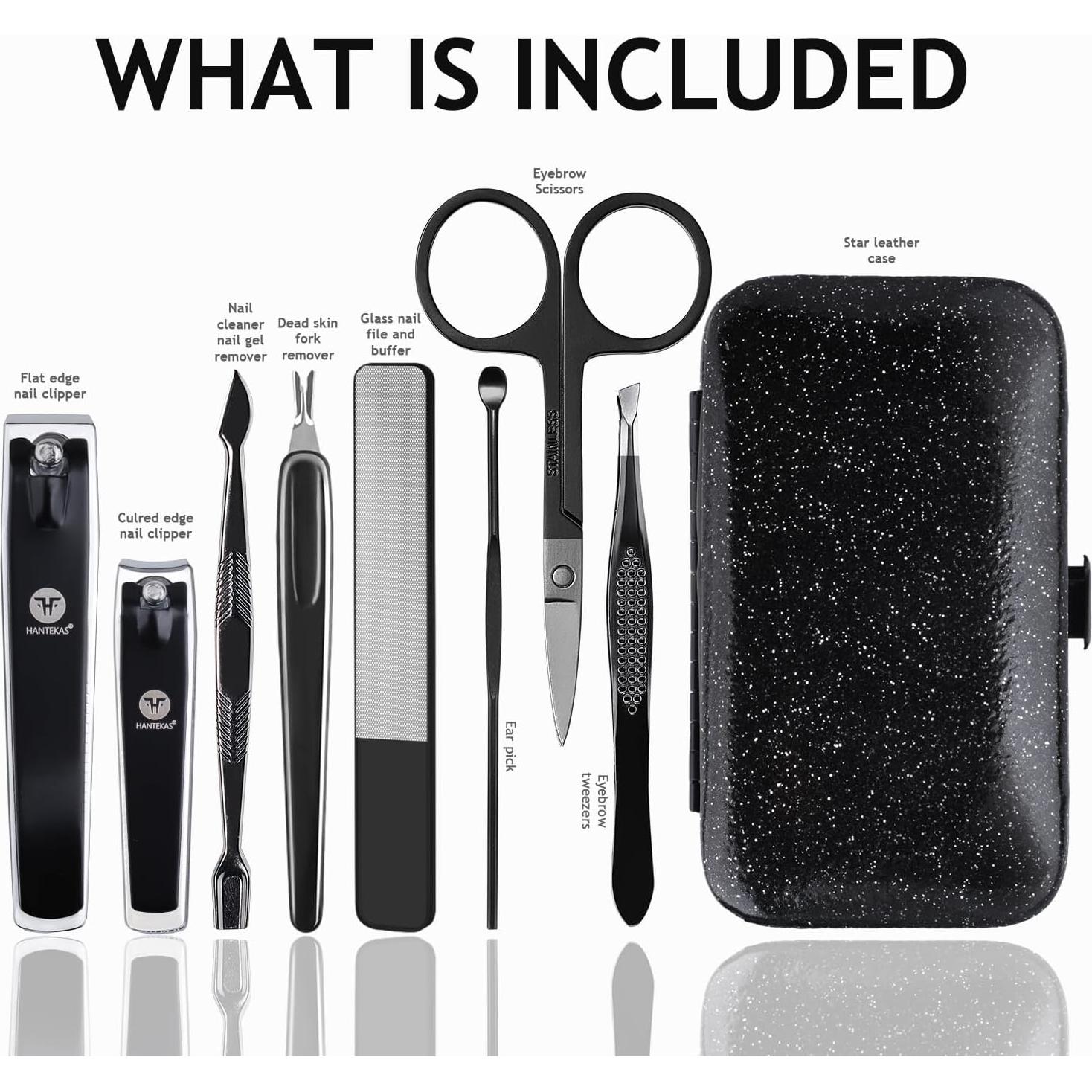 Kit de Manicura y Pedicura 8 Piezas HANTEKAS Acero Inoxidable