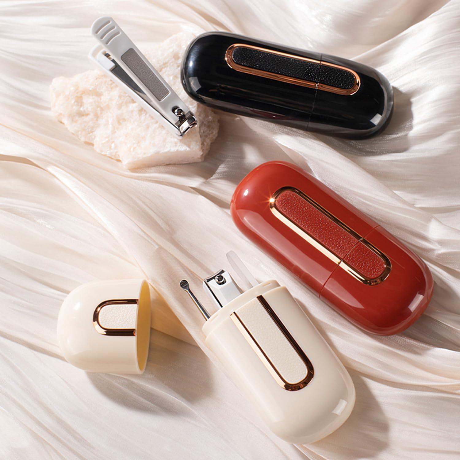 Kit de Manicura Ksvsonrvi 3 Piezas Acero Inoxidable Rojo