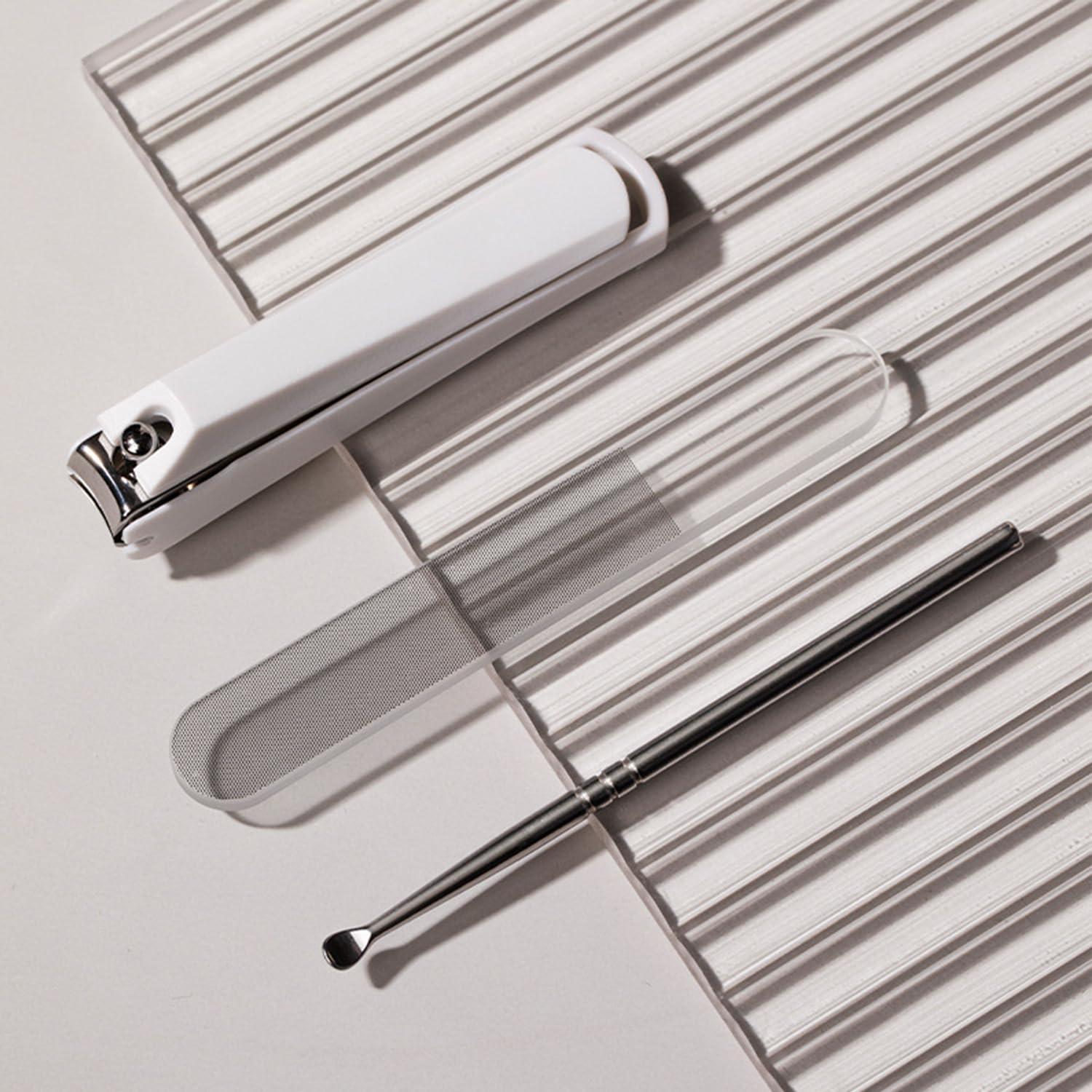 Kit de Manicura Ksvsonrvi 3 Piezas Acero Inoxidable Rojo