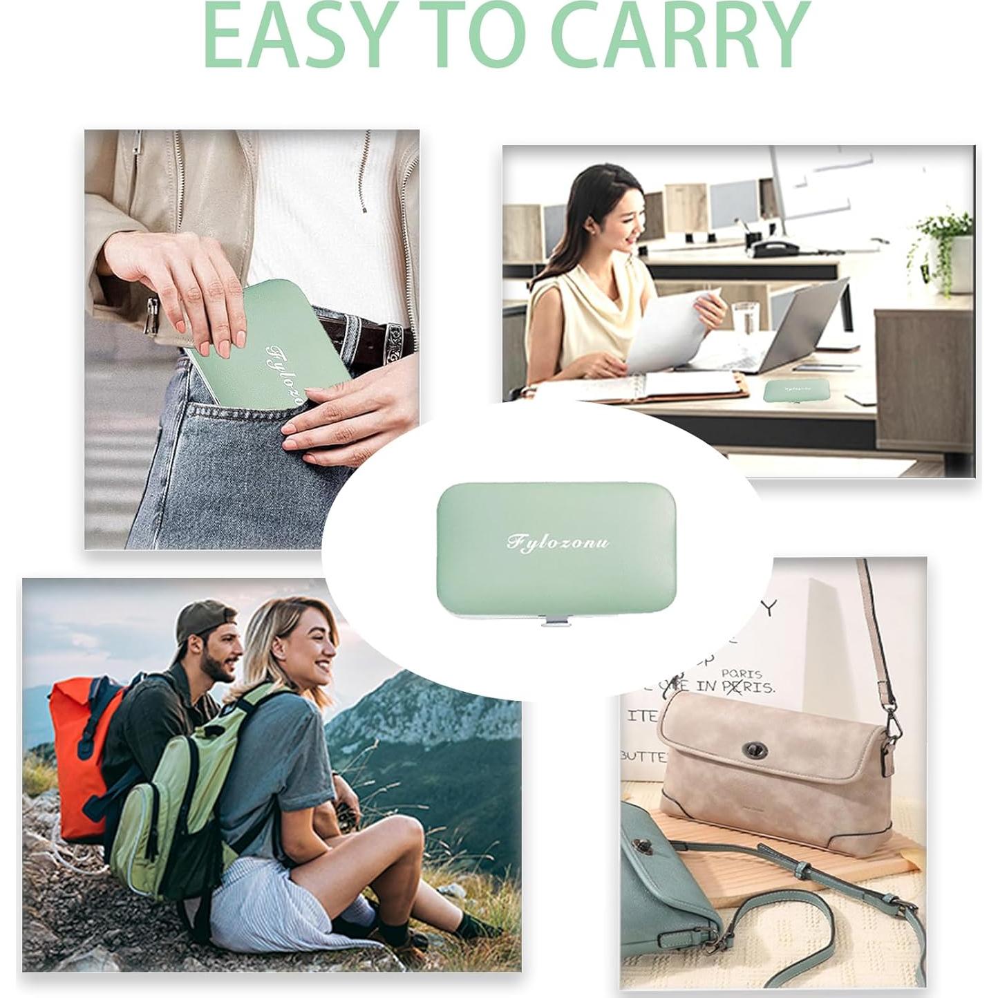 Kit de Manicura Fylozonu 7 Piezas Verde Portátil