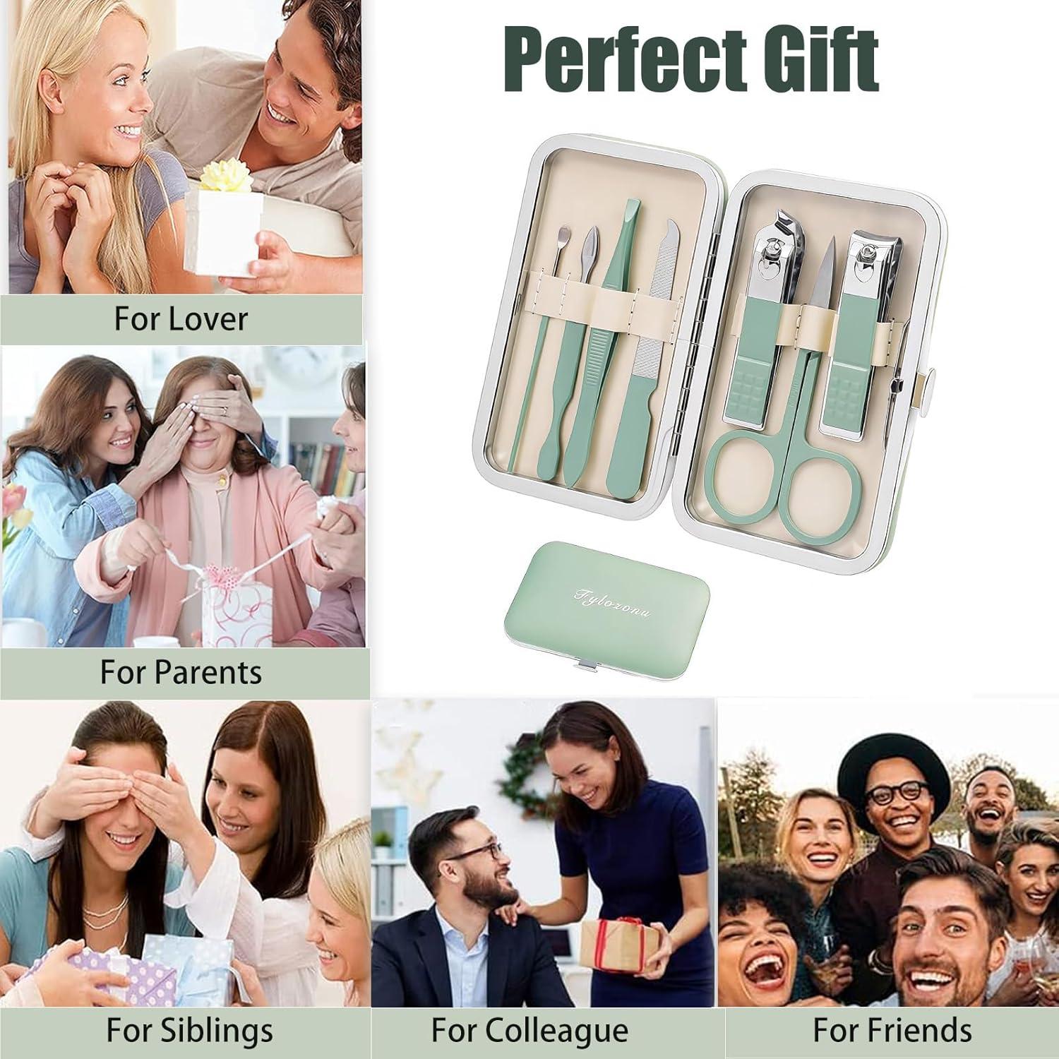 Kit de Manicura Fylozonu 7 Piezas Verde Portátil