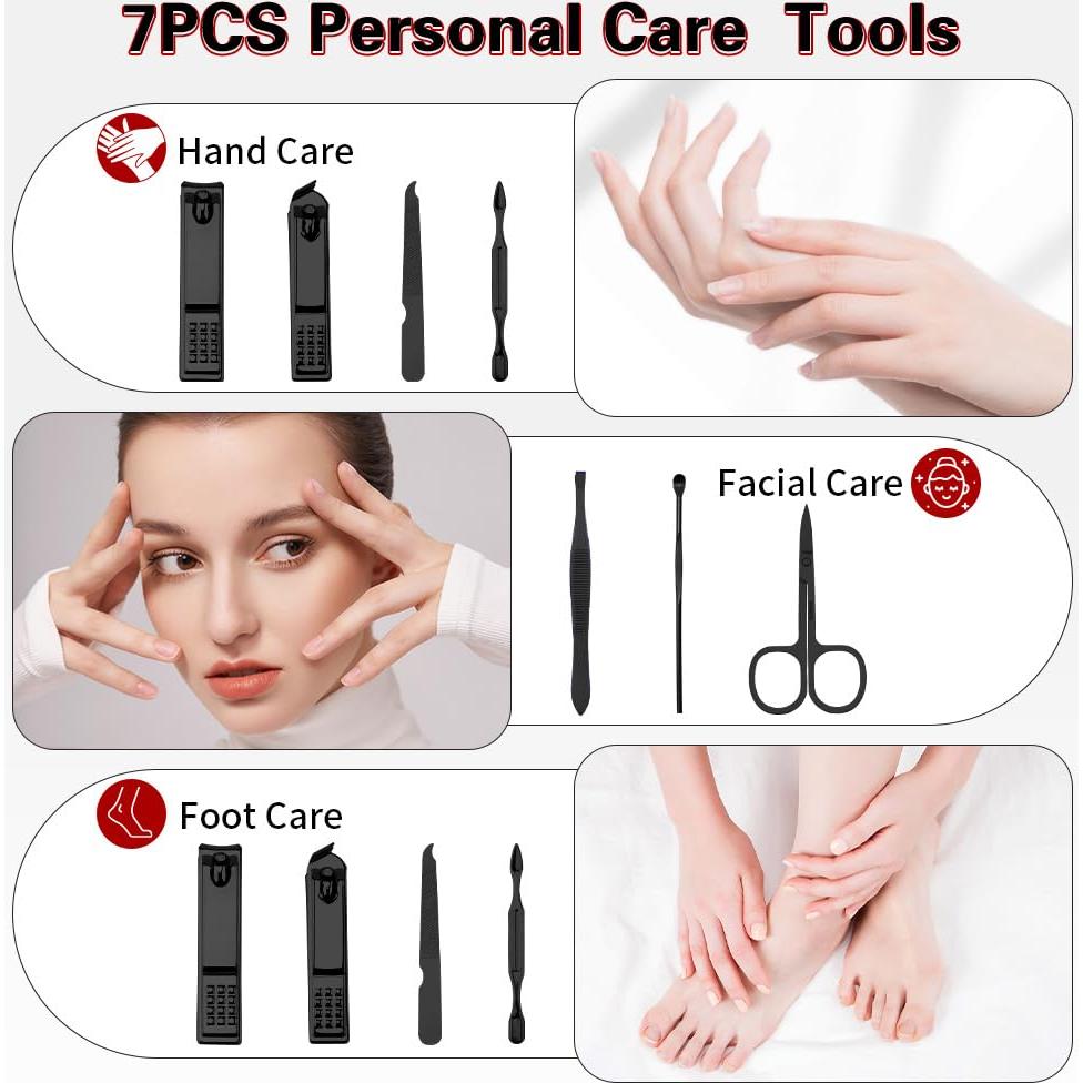 Kit de Manicura Portátil Tauywolci - 7 Herramientas Acero Inoxidable