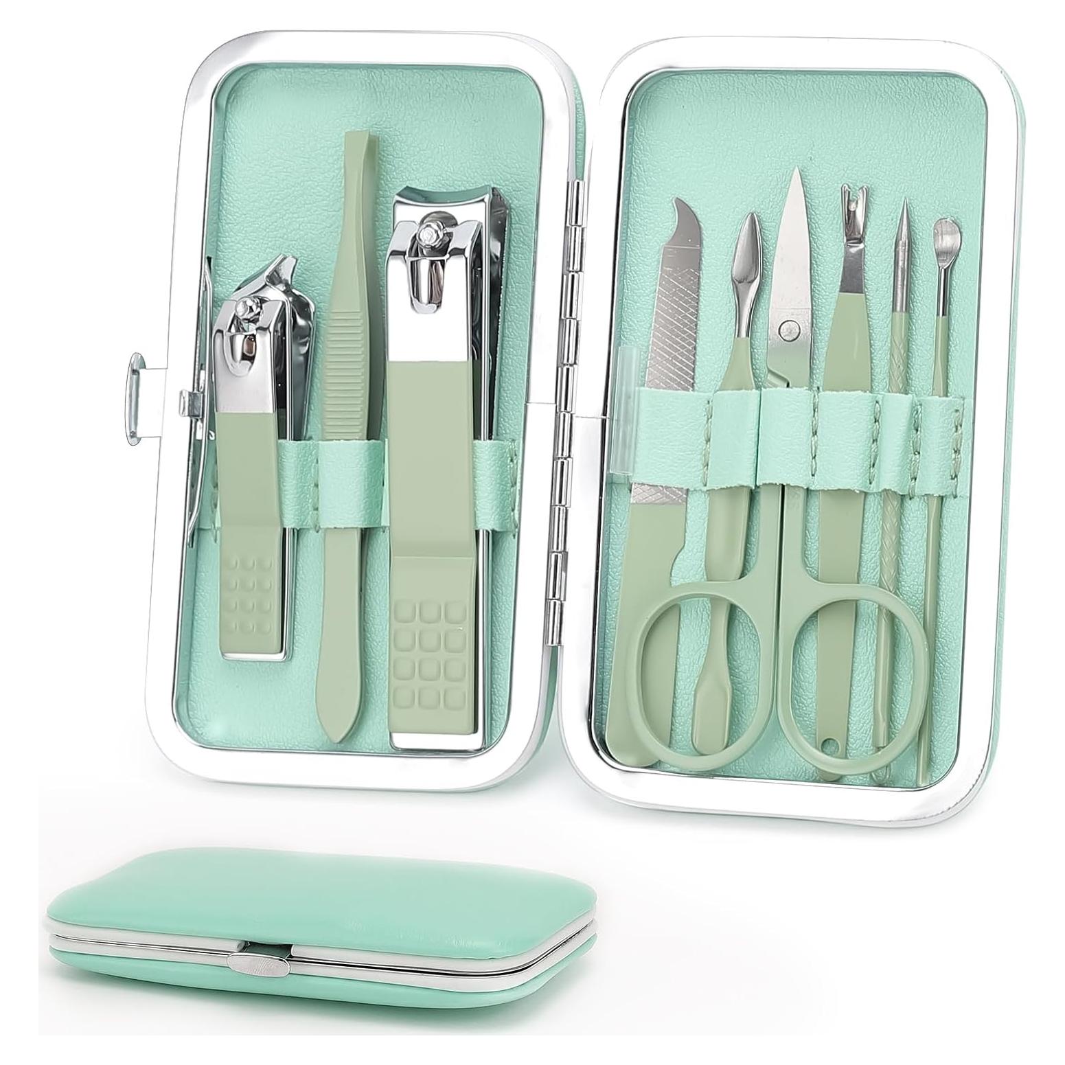 Kit de Manicura Profesional ONEHERE - 9 Piezas Acero Verde