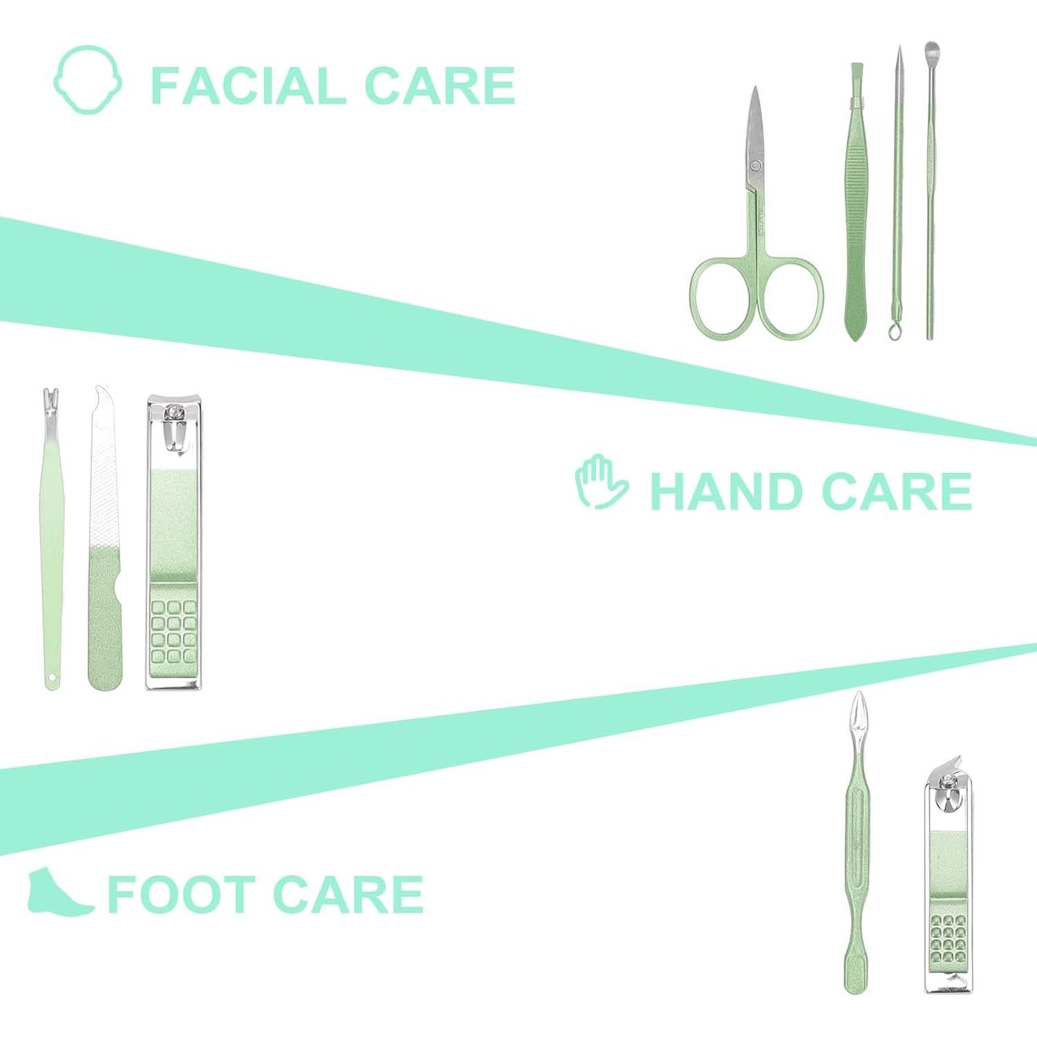 Kit de Manicura Profesional ONEHERE - 9 Piezas Acero Verde