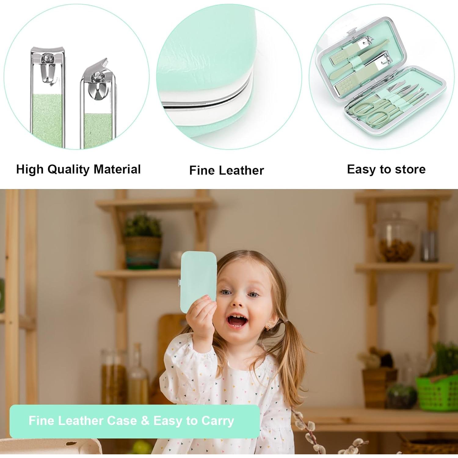 Kit de Manicura Profesional ONEHERE - 9 Piezas Acero Verde