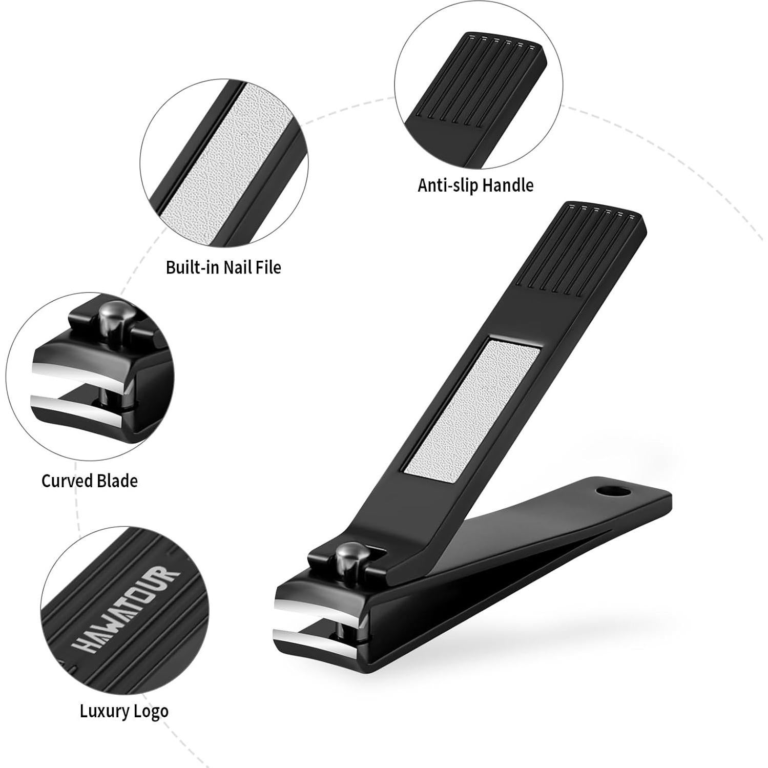 Juego de Cortauñas HAWATOUR Curvados Ultra Afilados Negro