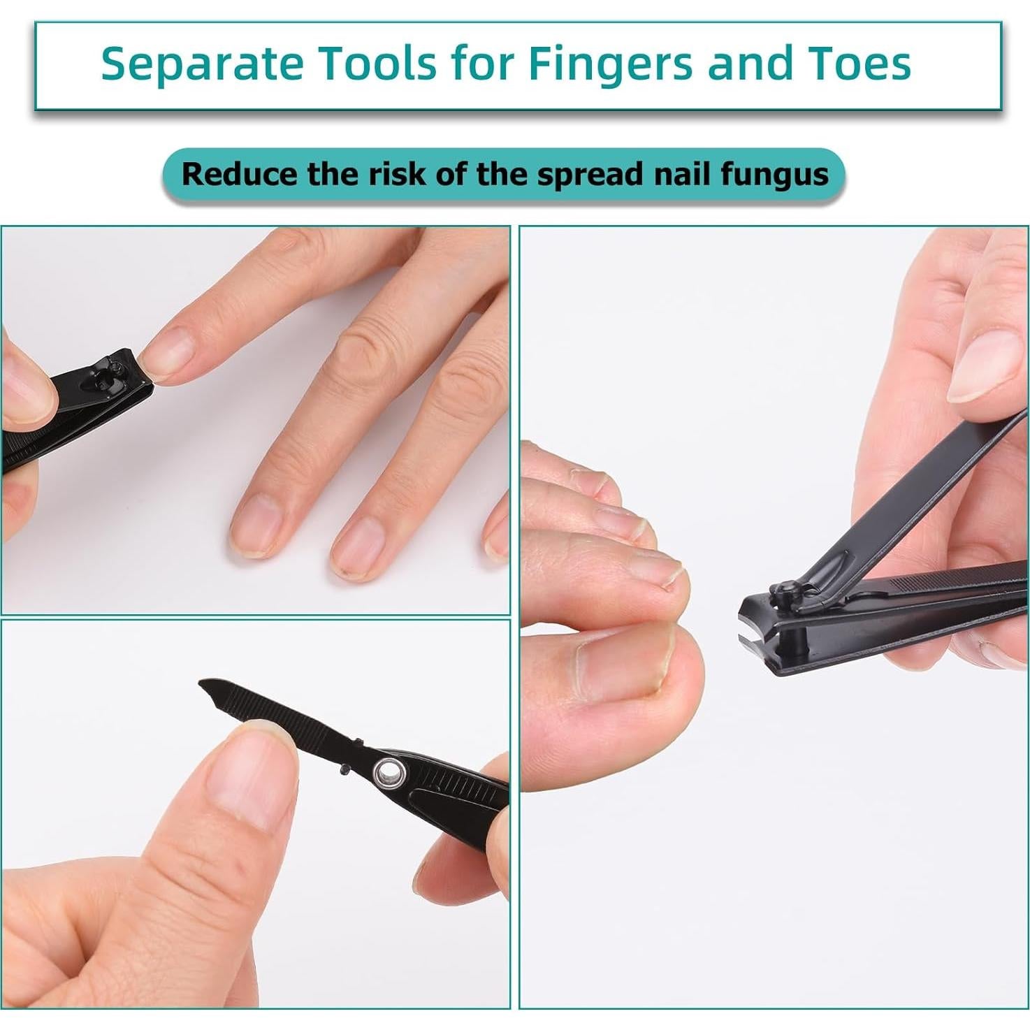 Juego de Cortauñas firiKer 2 Piezas Acero Inoxidable Negro Mate