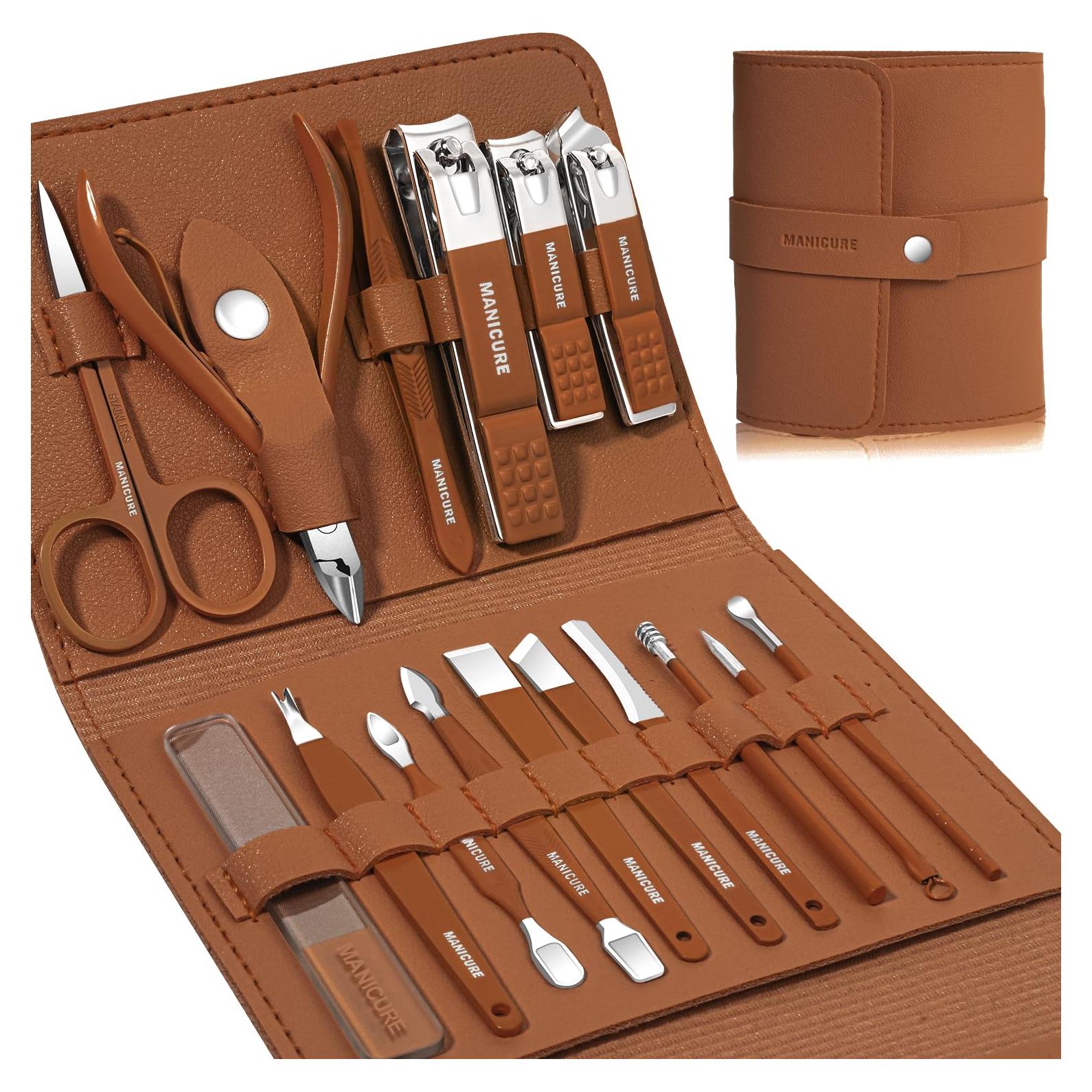 Kit de Manicura y Pedicura Profesional Leipple 16 Piezas Acero Inoxidable