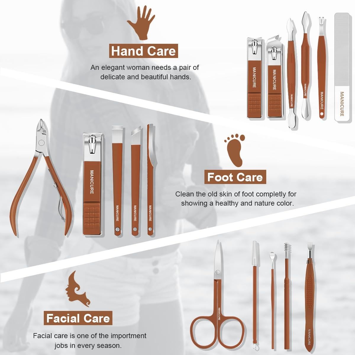 Kit de Manicura y Pedicura Profesional Leipple 16 Piezas Acero Inoxidable