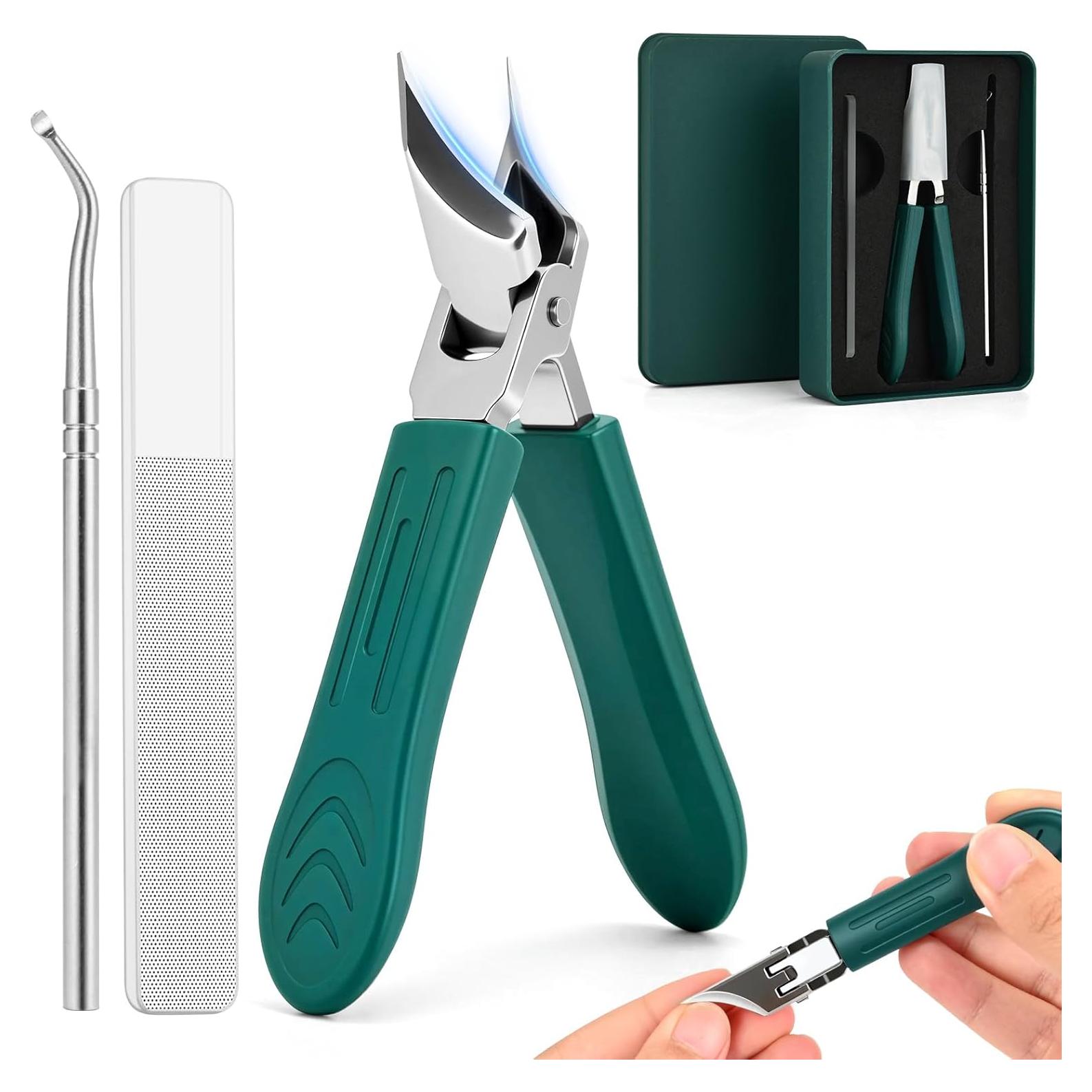 Cortauñas Antisalpicaduras FFyeiiy Set de 3 Piezas Verde