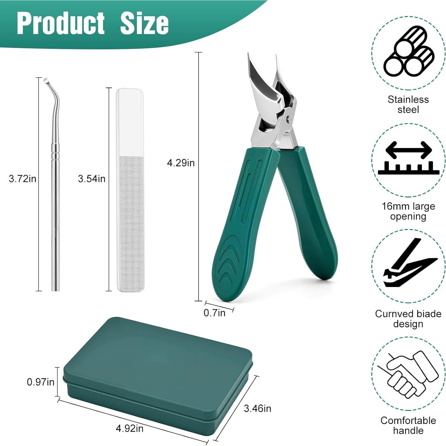 Cortauñas Antisalpicaduras FFyeiiy Set de 3 Piezas Verde