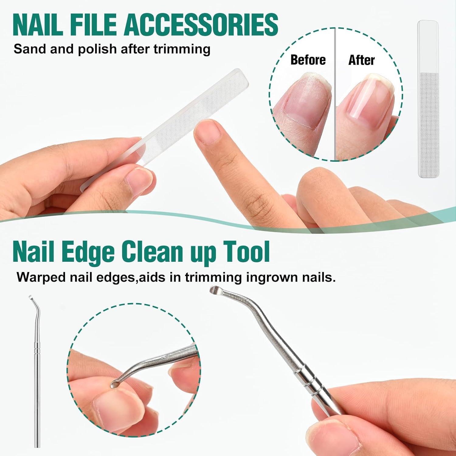 Cortauñas Antisalpicaduras FFyeiiy Set de 3 Piezas Verde