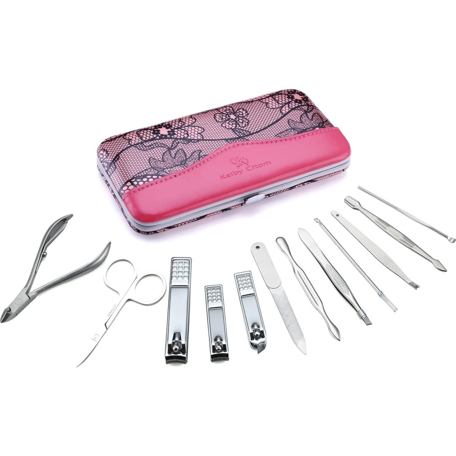 Kit de Manicura Profesional Keiby Citom 12 Piezas Acero Inoxidable