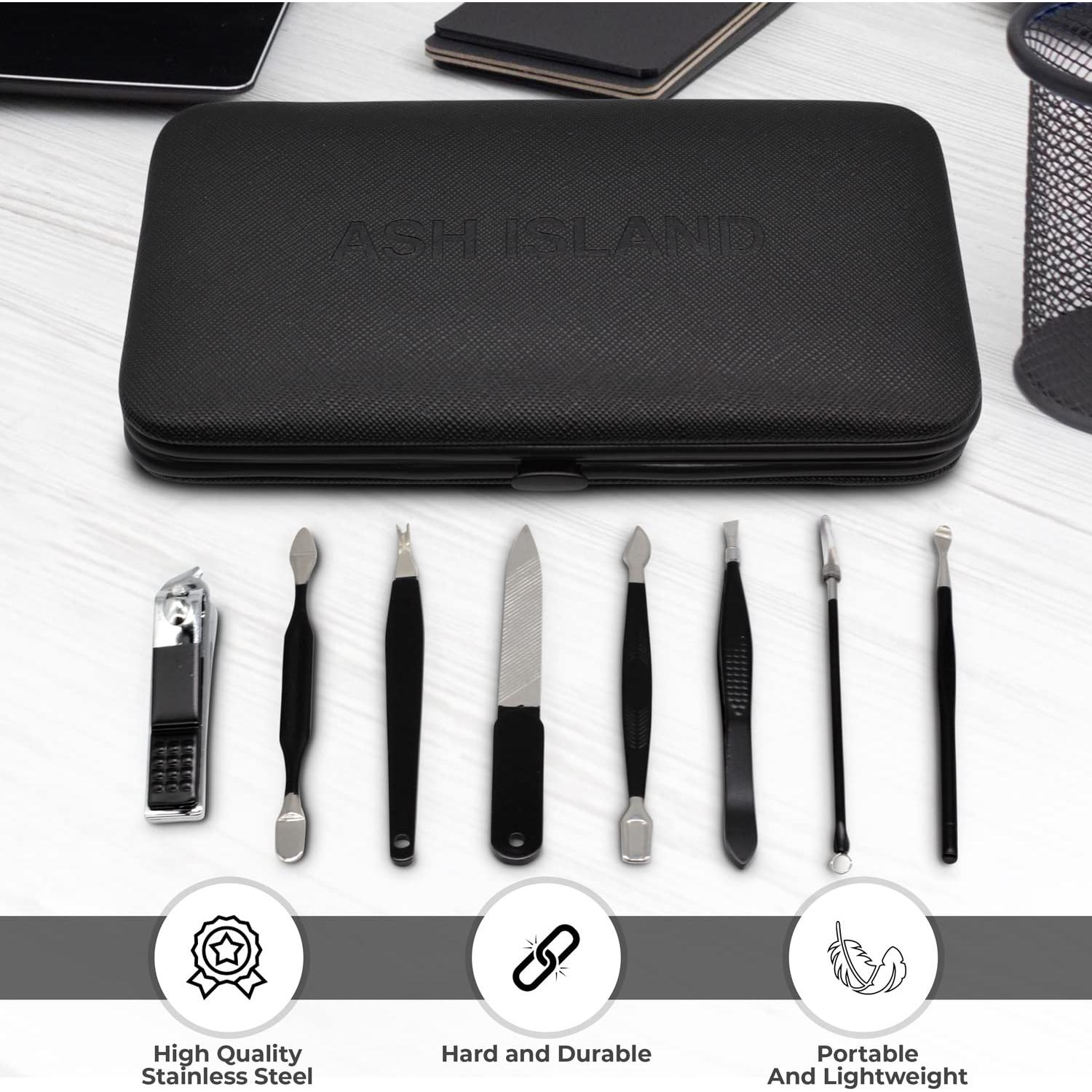 Set de Cortauñas ASH ISLAND - Acero Inoxidable Negro 12 en 1