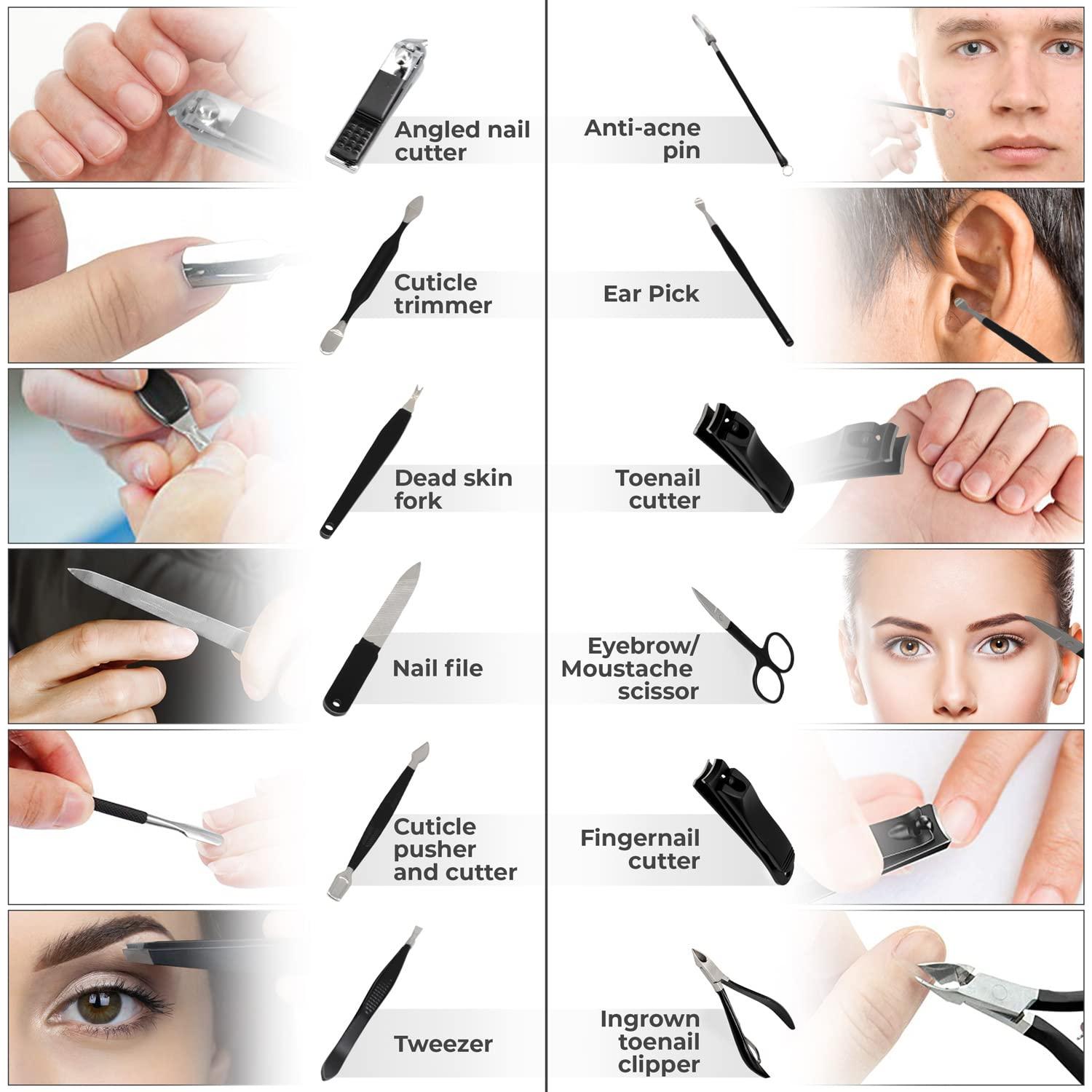 Set de Cortauñas ASH ISLAND - Acero Inoxidable Negro 12 en 1