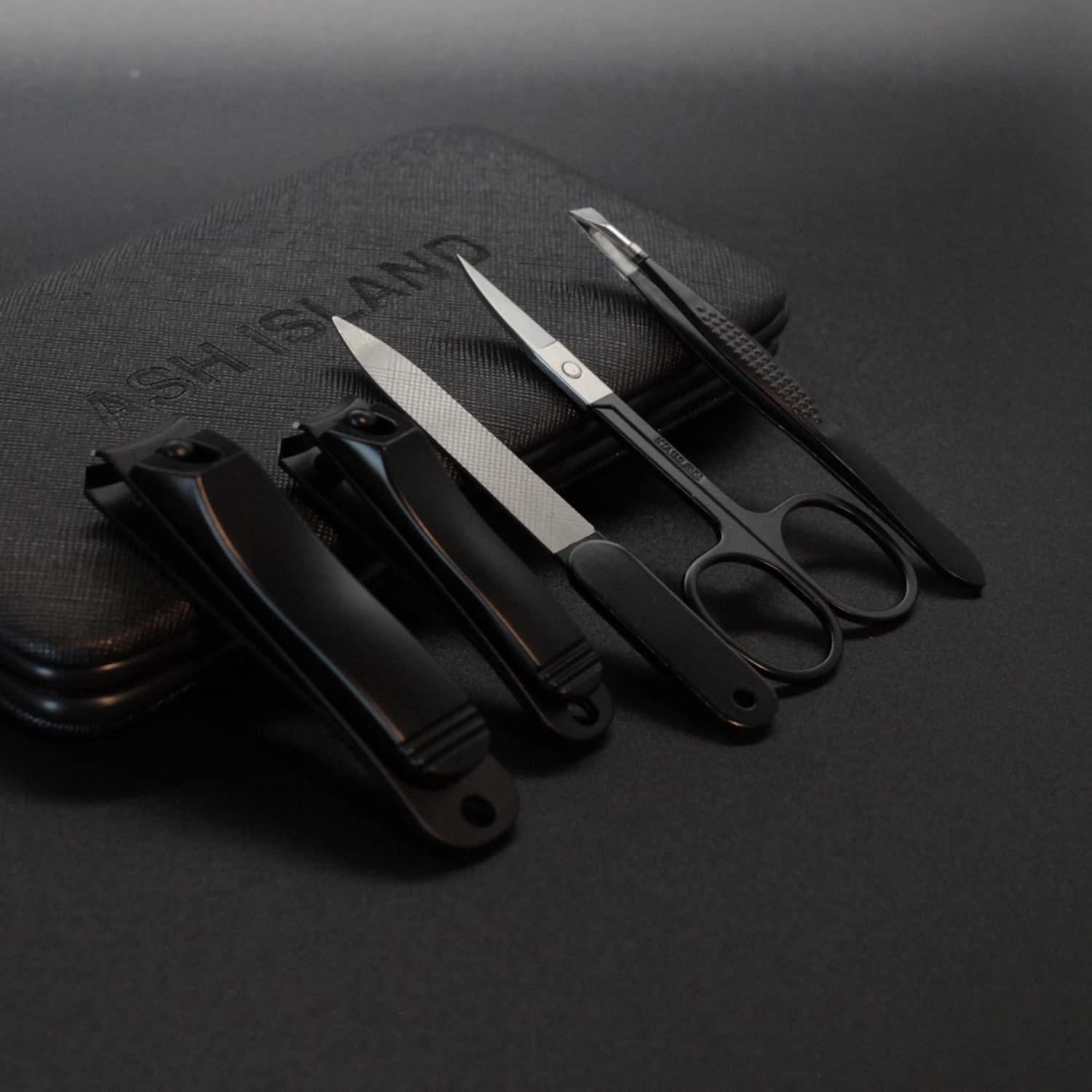 Set de Cortauñas ASH ISLAND - Acero Inoxidable Negro 12 en 1