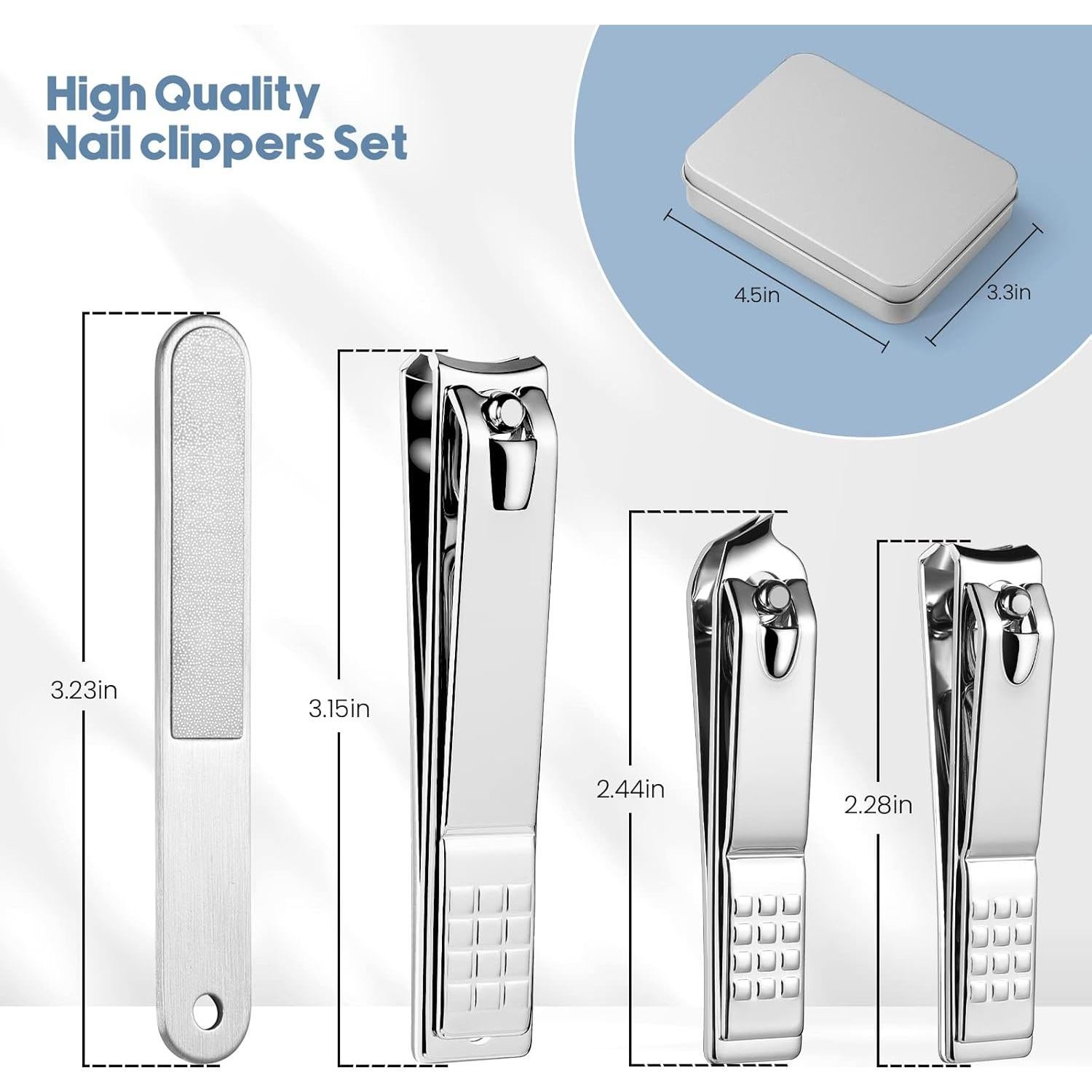 Juego de Cortauñas Profesional STSINSEA 4 Piezas - Plateado