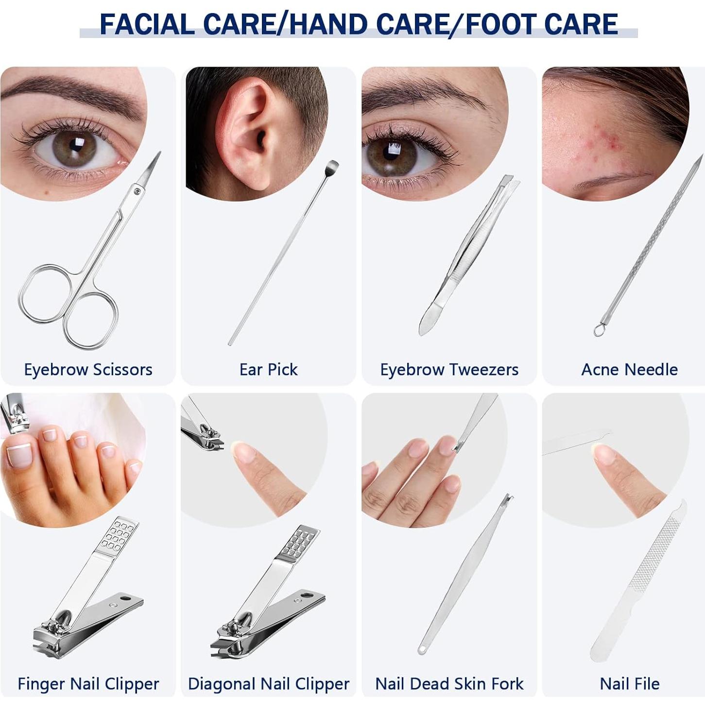 Set de Manicura 48 Piezas Hanaive con Estuche de Viaje Negro