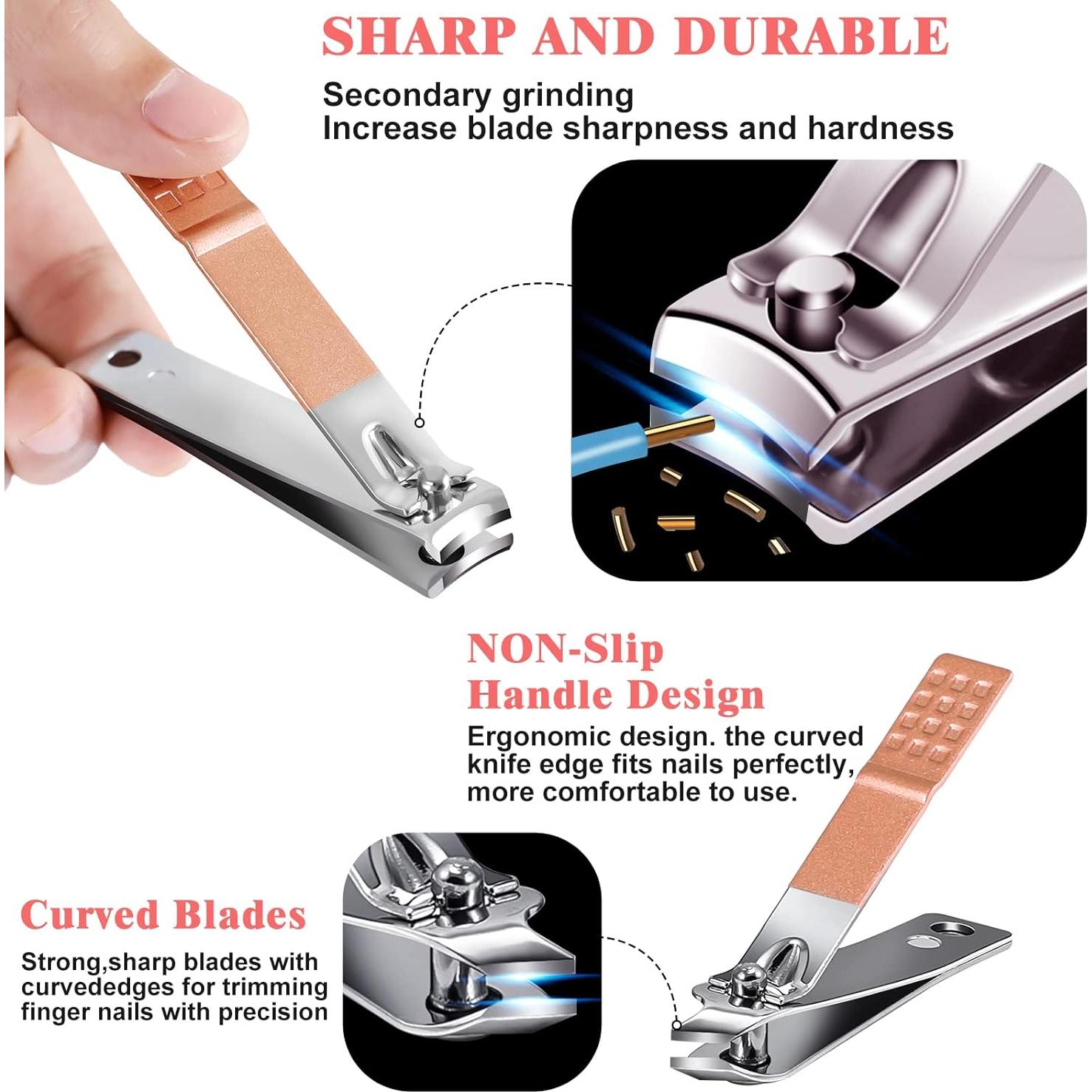 Kit de Manicura y Pedicura 32 en 1 KV.YSHQLNE Rosa Claro