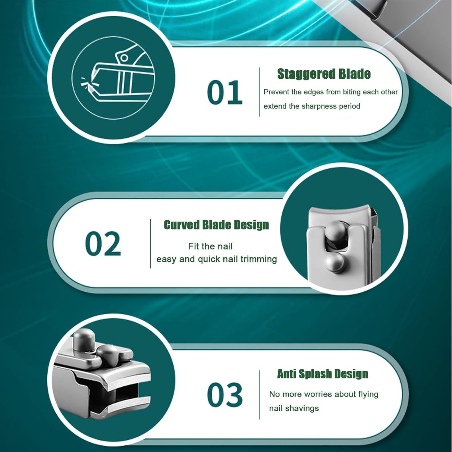 Juego de Cortauñas KT-GARY 4 Piezas Antisalpicaduras