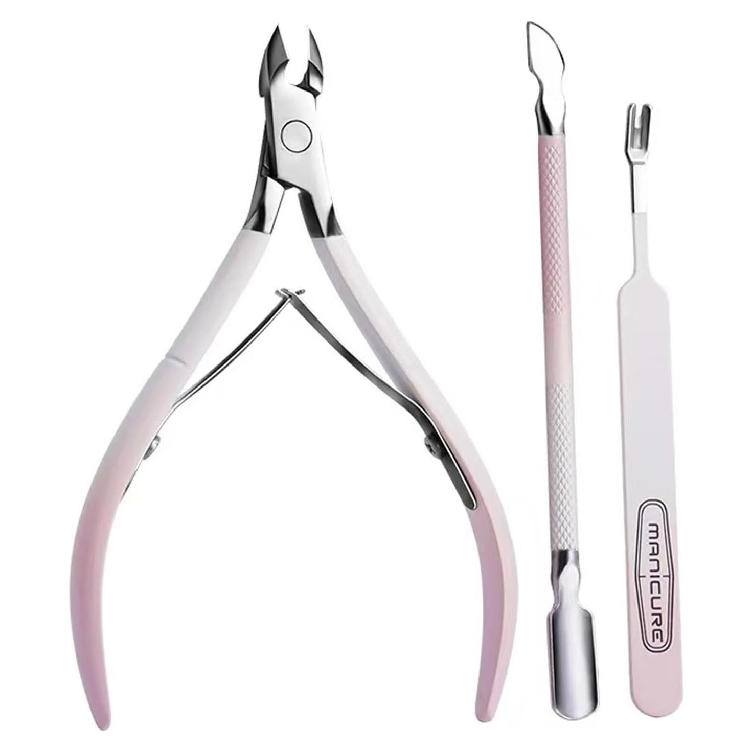 Juego de Recortadores de Cutículas Kylara 3 en 1 Acero Inoxidable