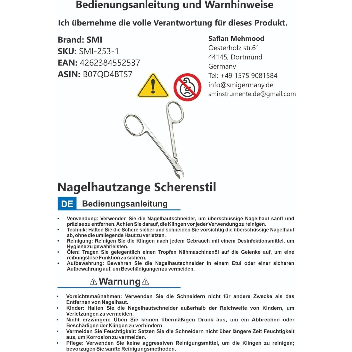 Cortador de Cutículas SMI de Acero Inoxidable con Estuche