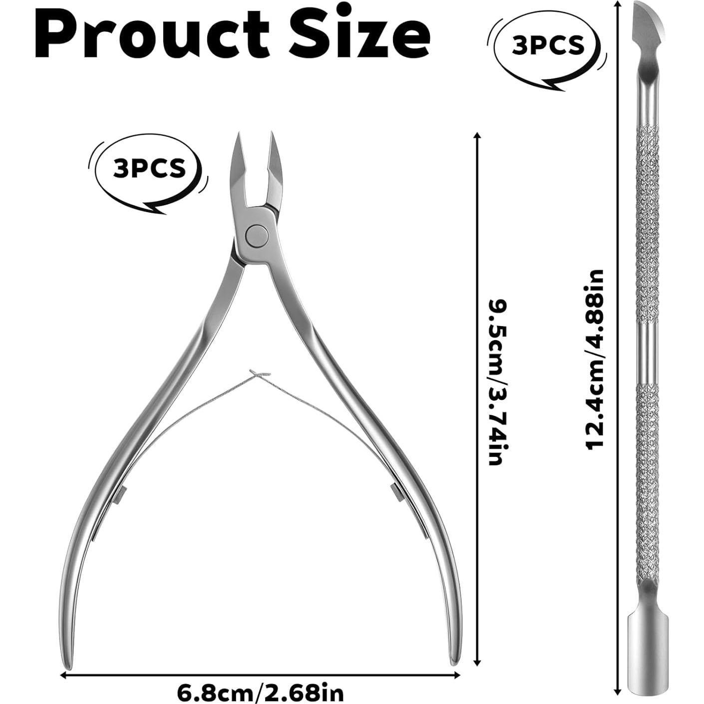 Juego de 6 Herramientas de Manicura Lnngub - Alicates y Empujadores de Cutículas de Acero Inoxidable