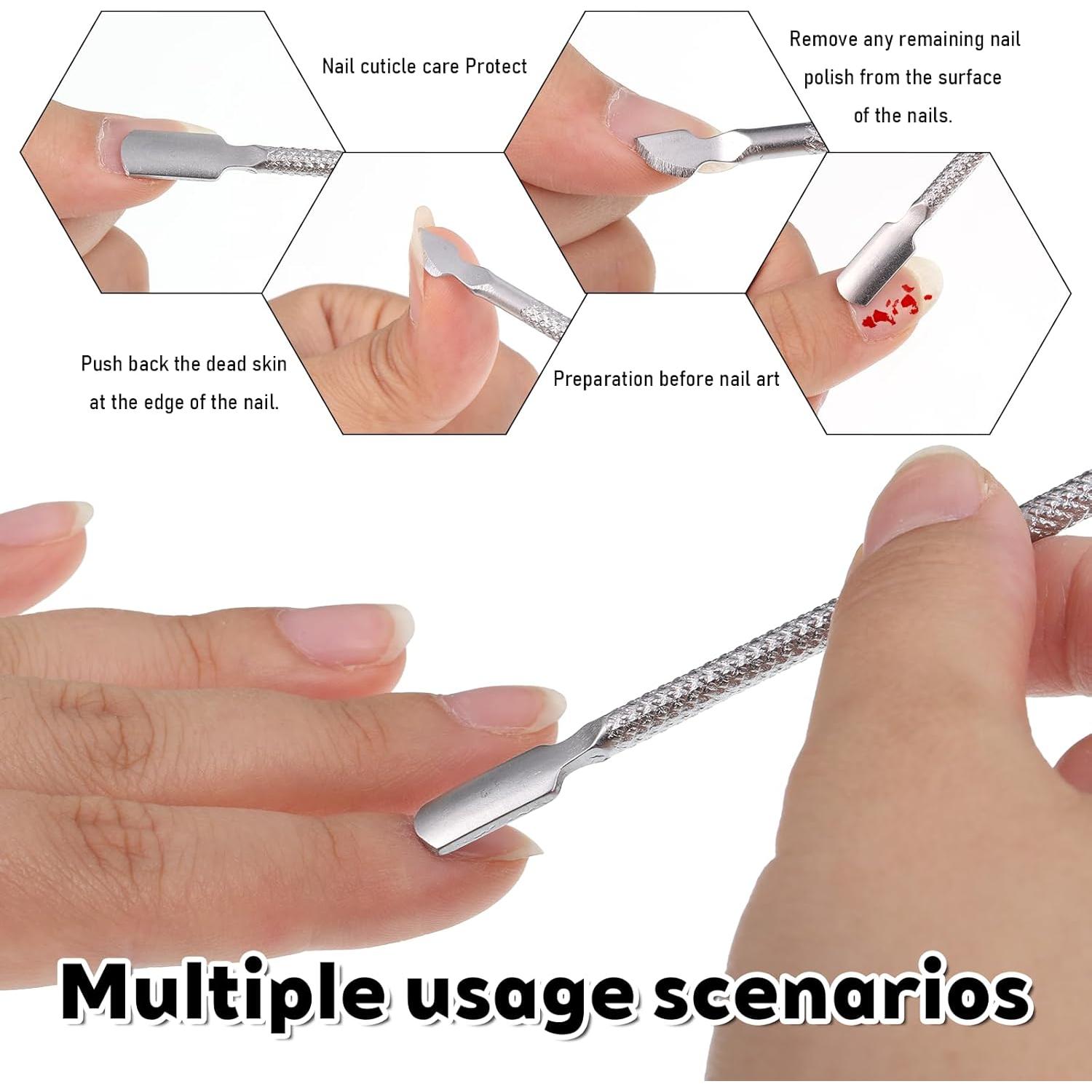 Juego de 6 Herramientas de Manicura Lnngub - Alicates y Empujadores de Cutículas de Acero Inoxidable