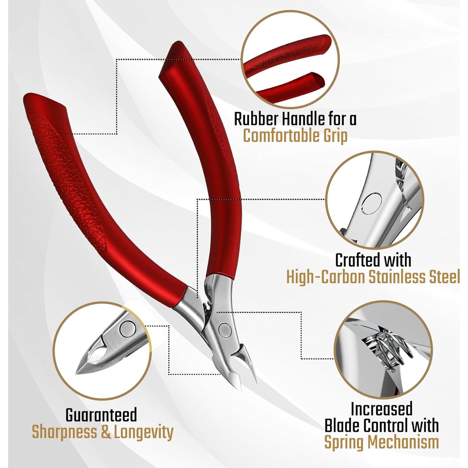 Cortador de Cutículas FERYES Antideslizante 5 mm Rojo