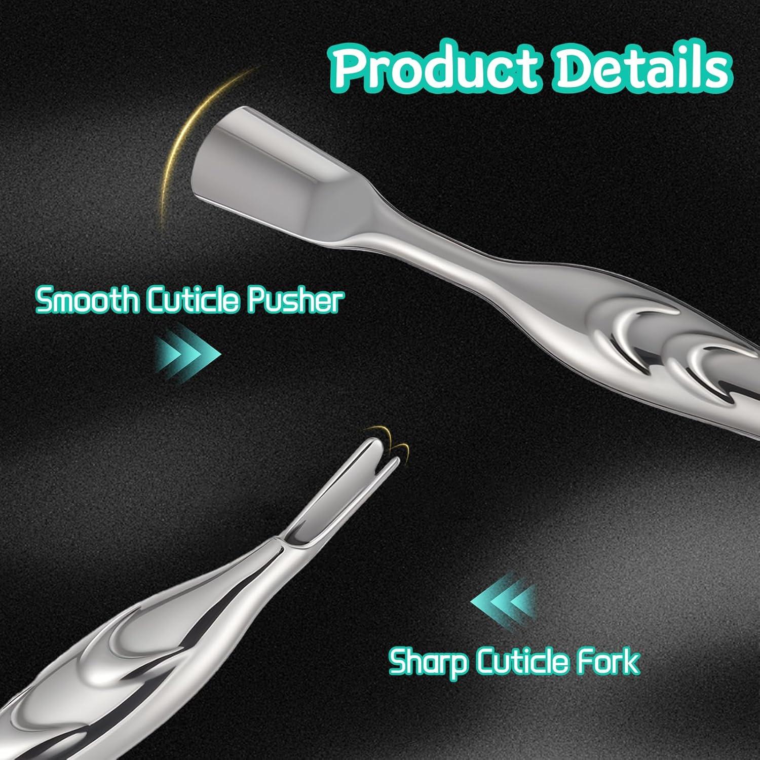 Empujador y Cortador de Cutículas Alrhso 2 en 1 Acero Inoxidable