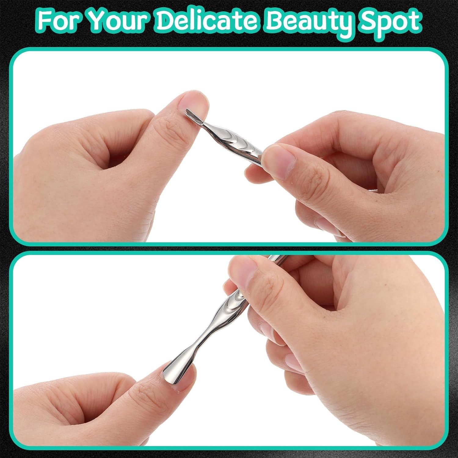 Empujador y Cortador de Cutículas Alrhso 2 en 1 Acero Inoxidable