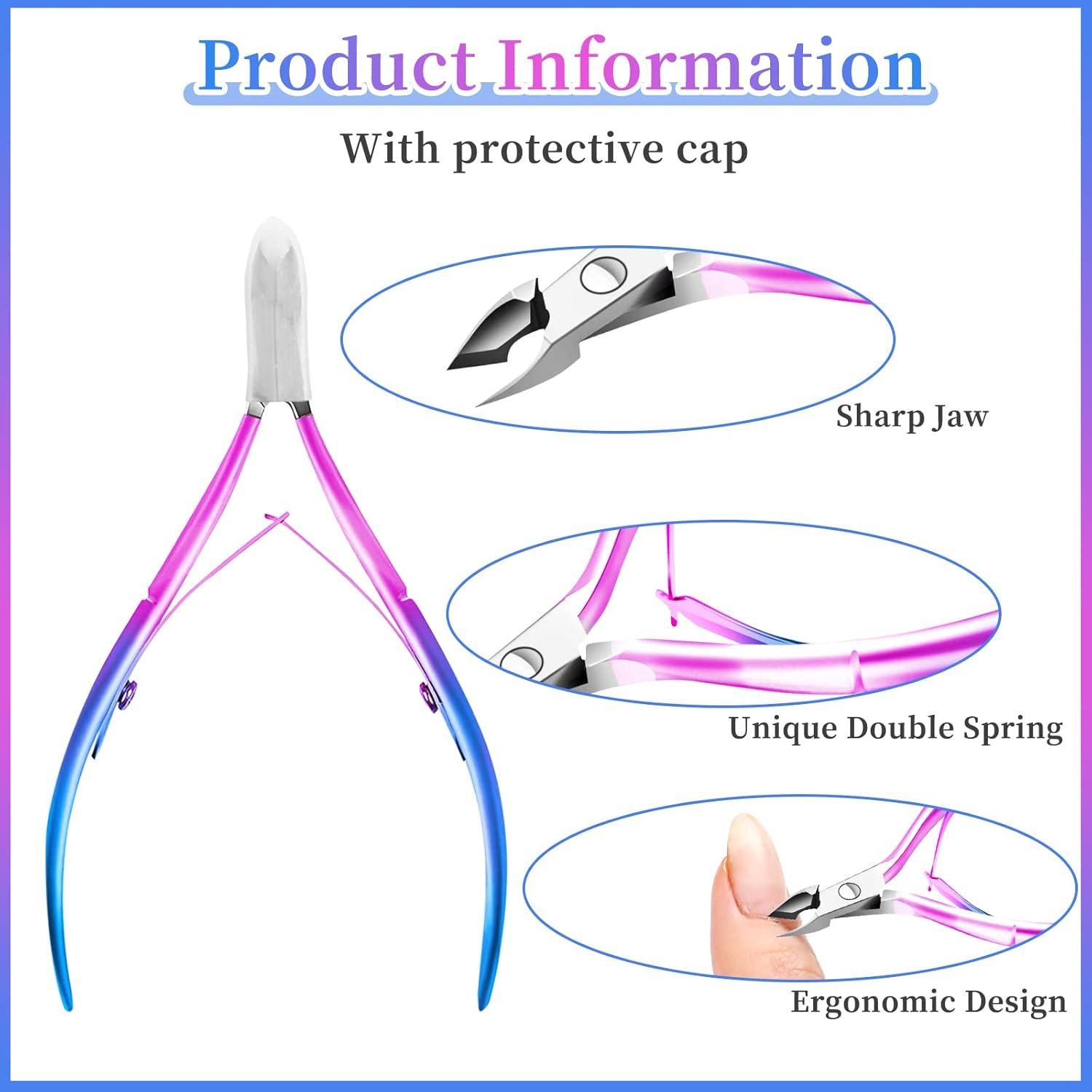 Kit Cortador de Cutículas BQAN con Empujador y Lima - Azul