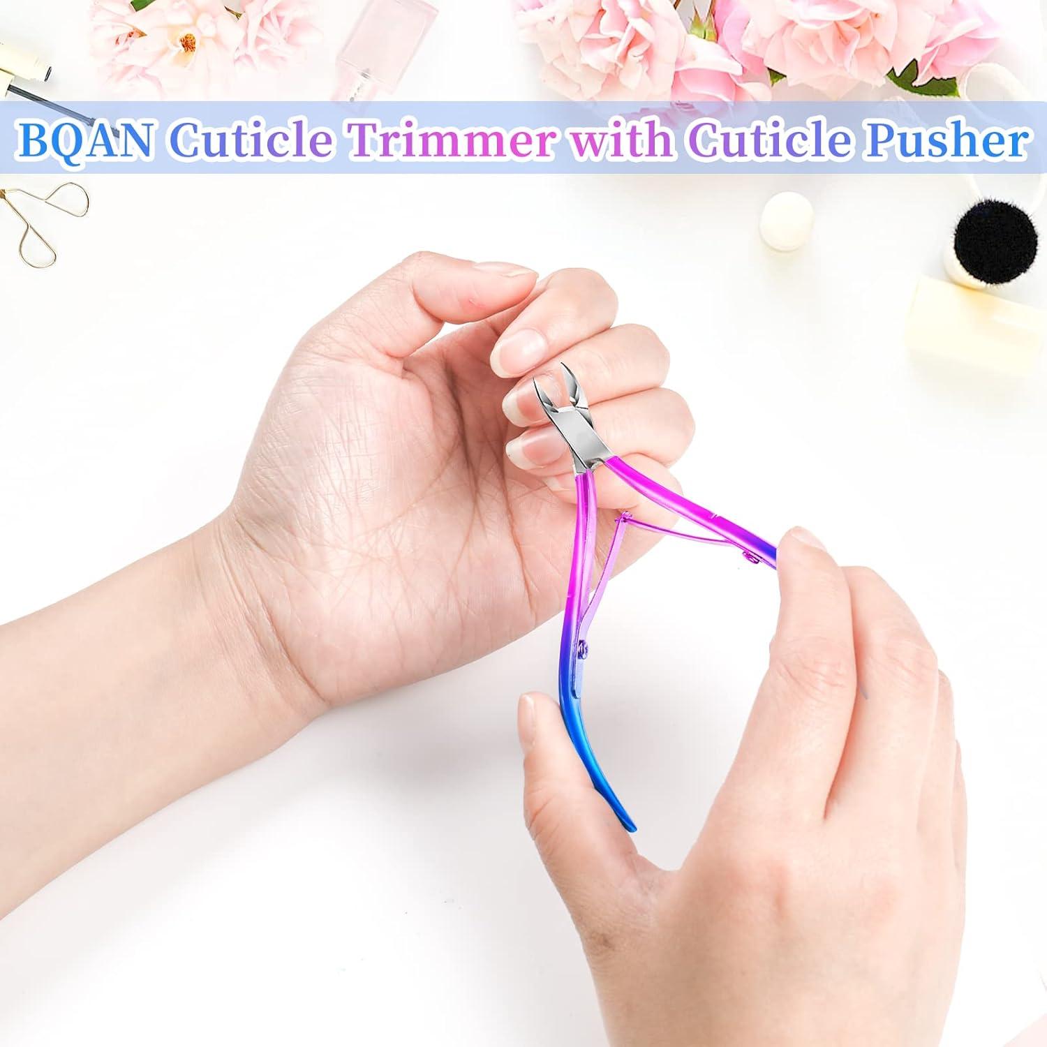 Kit Cortador de Cutículas BQAN con Empujador y Lima - Azul