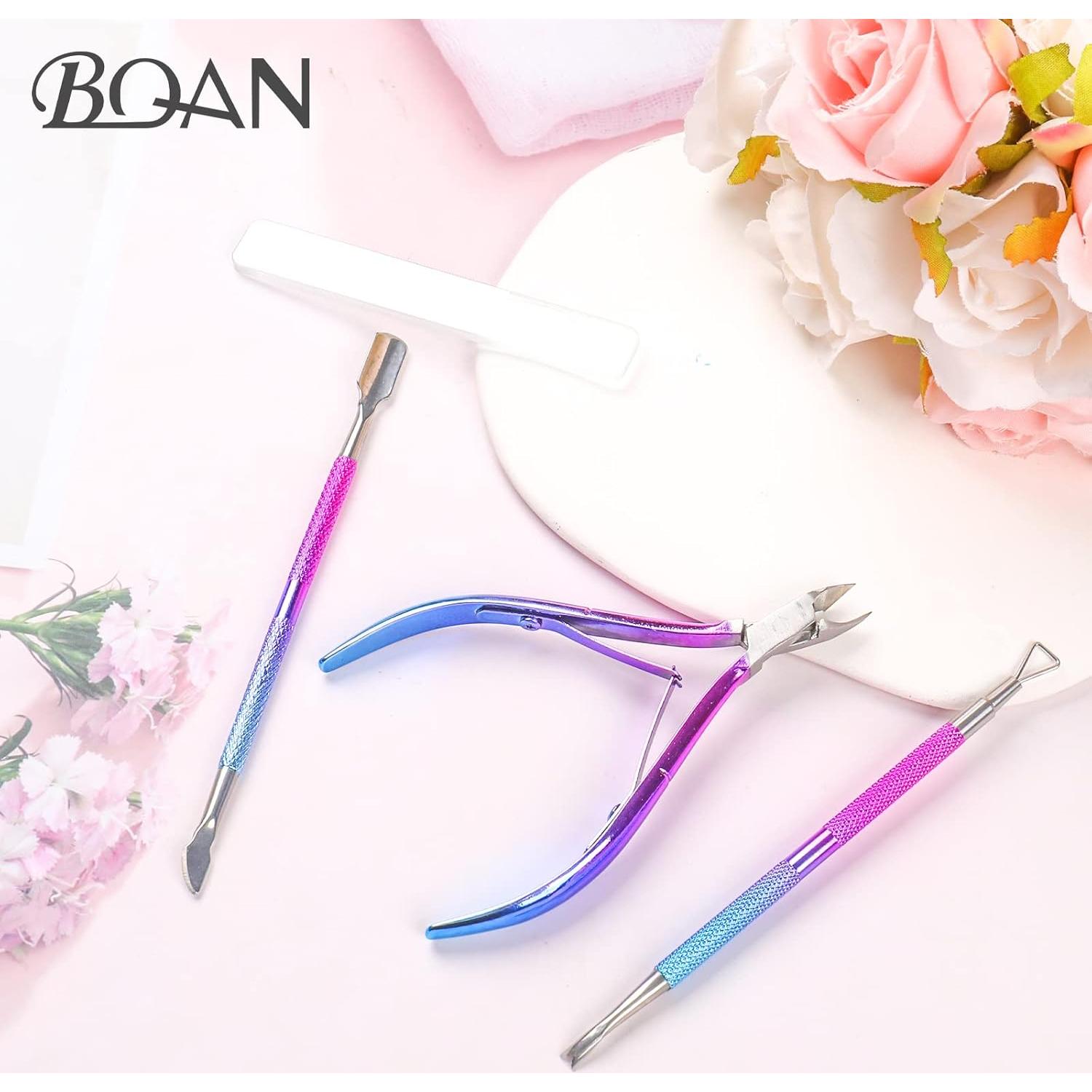 Kit Cortador de Cutículas BQAN con Empujador y Lima - Azul