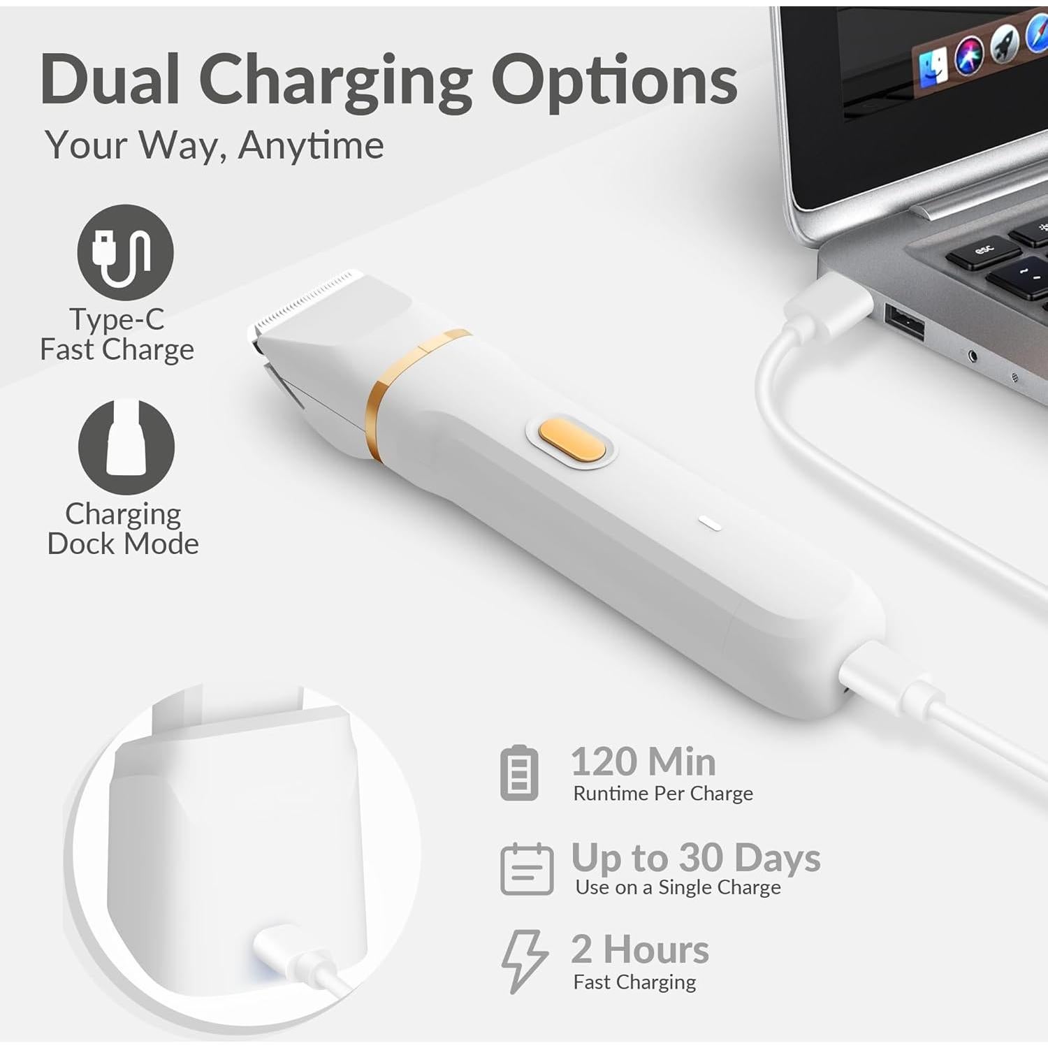 Recortadora Eléctrica KINGTEE 5-en-1 para Mujeres - IPX7, USB-C