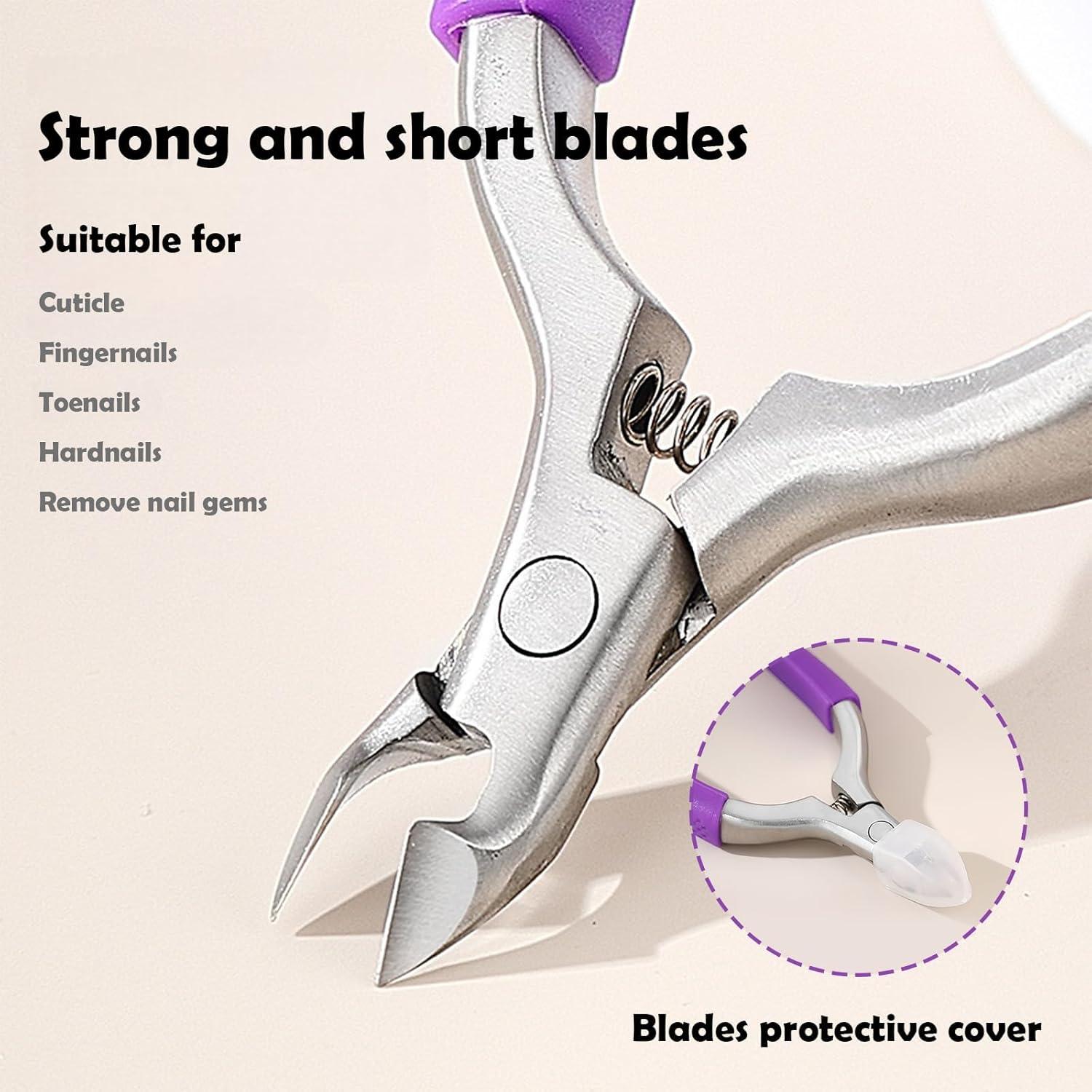Cortaúñas de Cutícula Cmetta con Mango de Silicona Púrpura