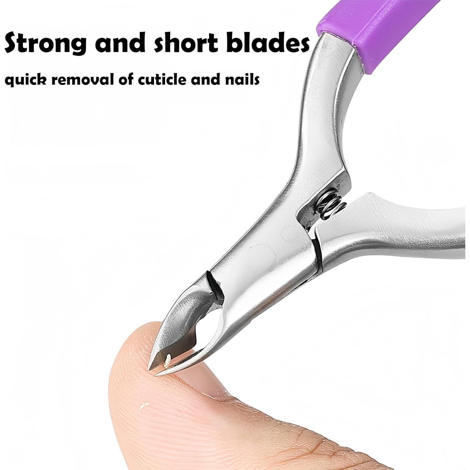 Cortaúñas de Cutícula Cmetta con Mango de Silicona Púrpura