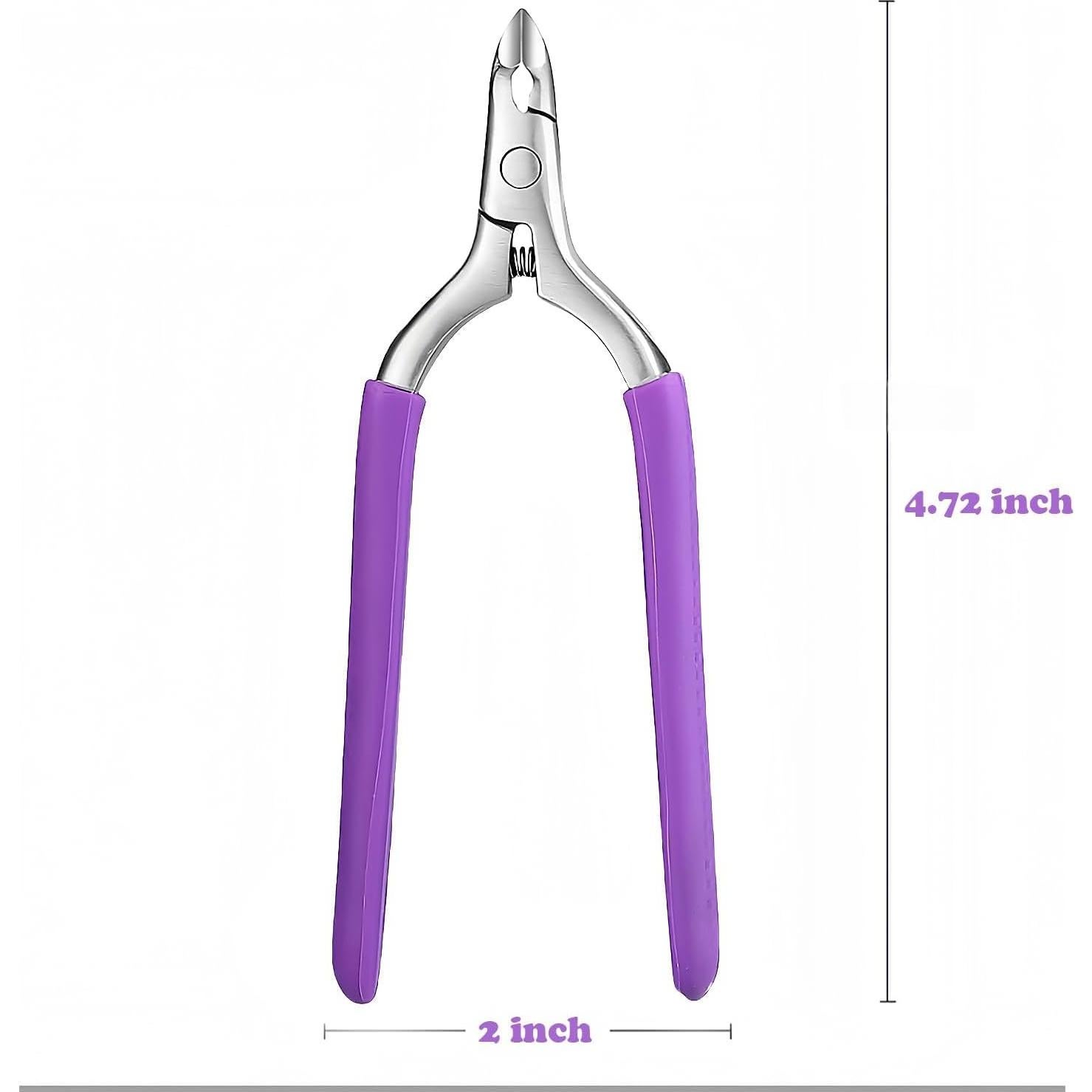 Cortaúñas de Cutícula Cmetta con Mango de Silicona Púrpura