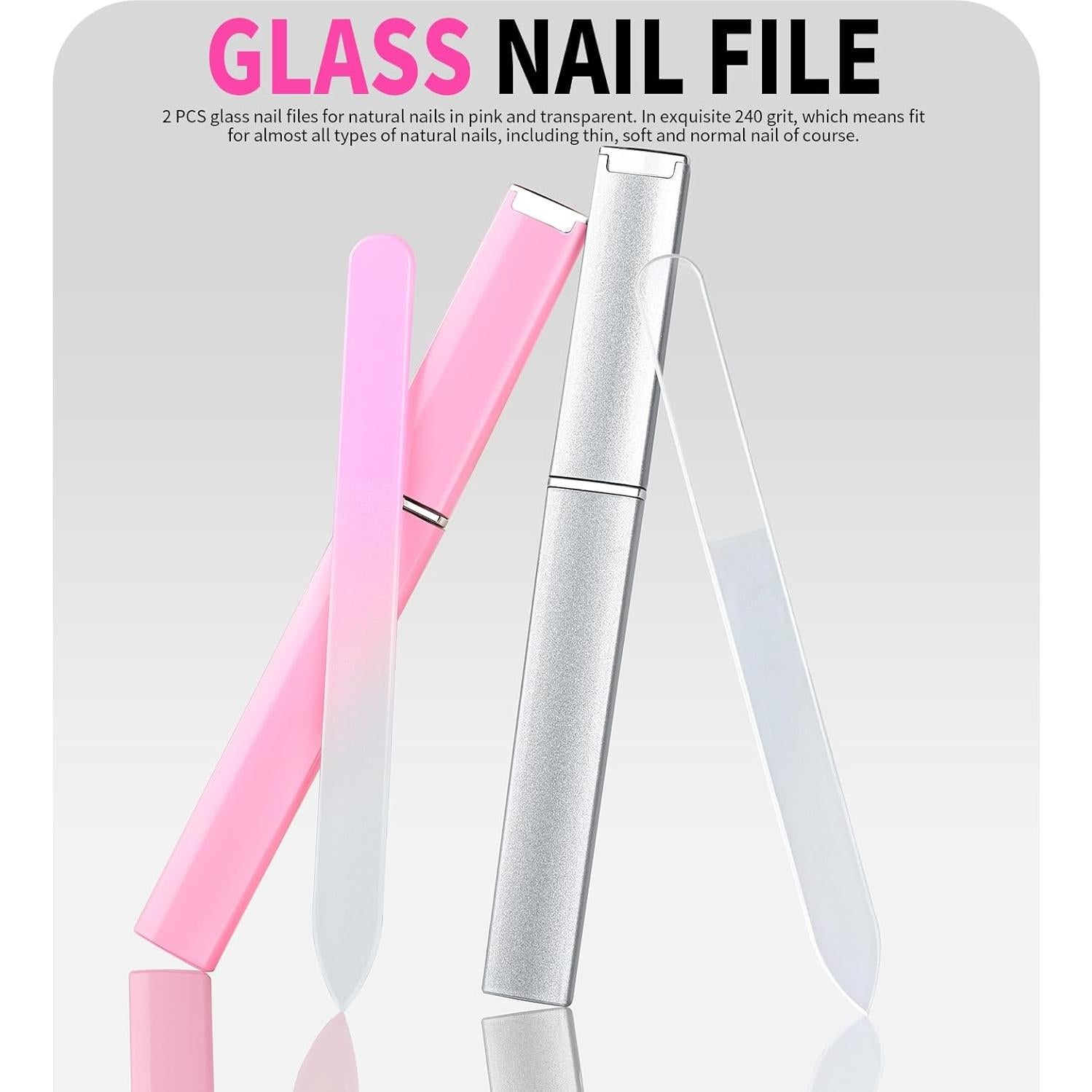 Kit de Uñas FANDAMEI con Cortador y Limas de Vidrio