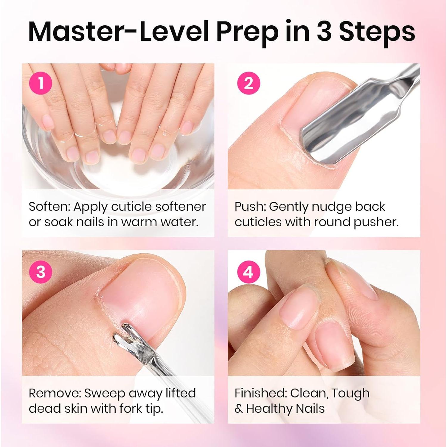 Removedor de Cutículas Doble Punta Beetles Acero Inoxidable Rosa