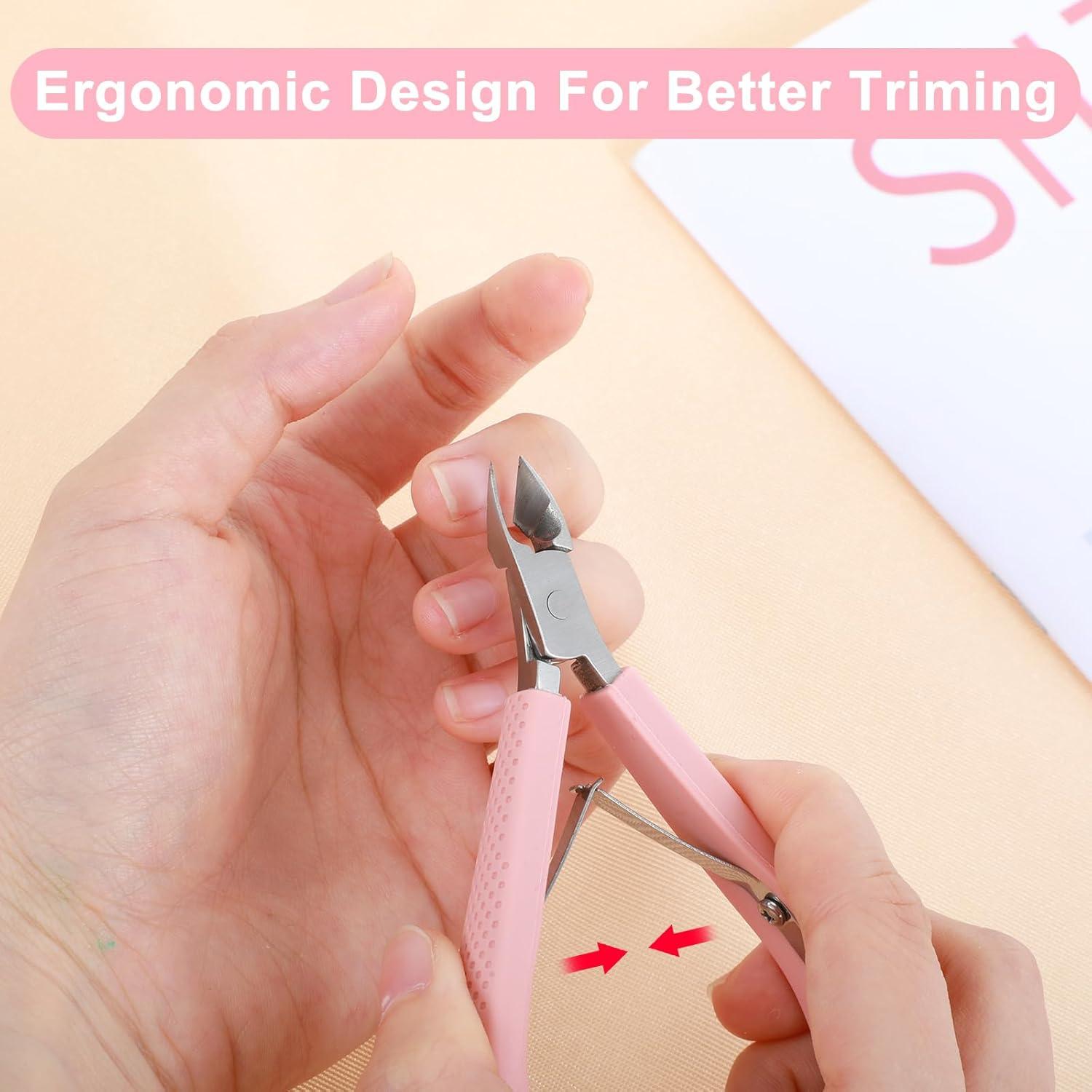 Kit Removedor de Cutículas Grevosea 4 Piezas Acero Inoxidable Rosa