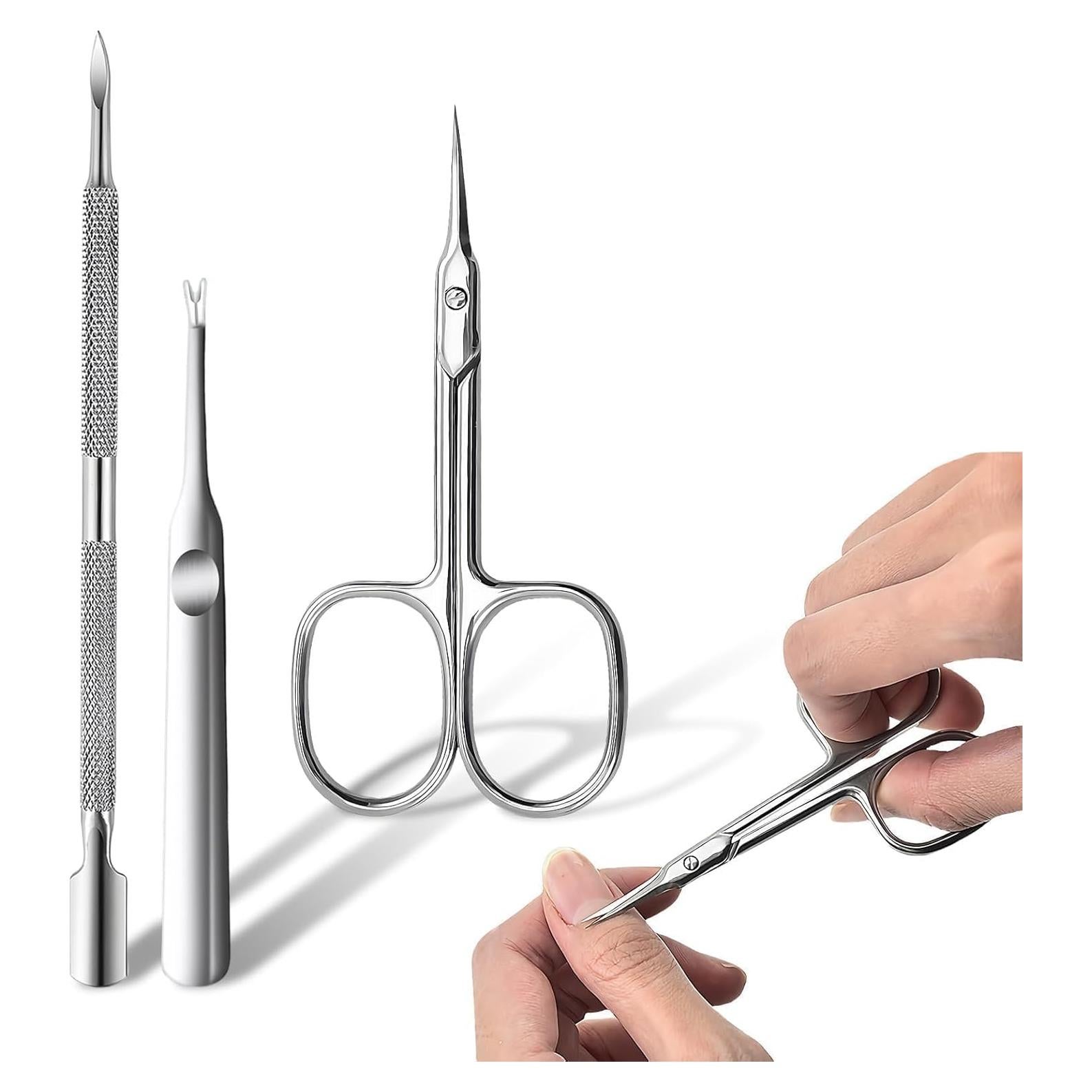 Tijeras para Cutículas y Uñas Trazzic con Empujador - Acero