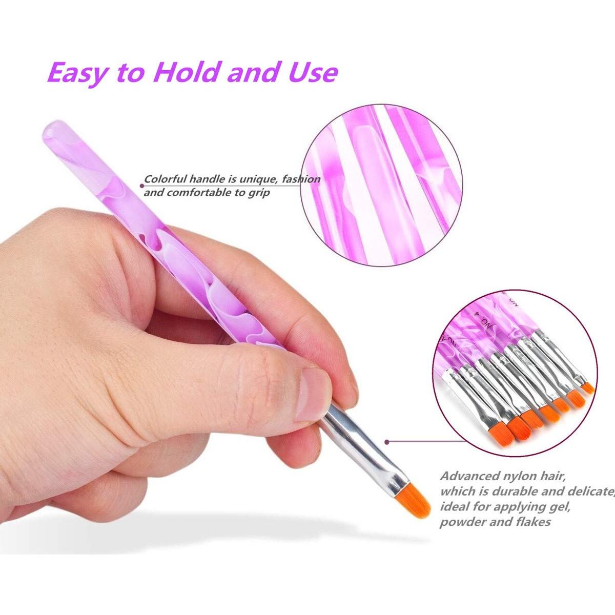 Set de 7 Pinceles de Uñas Acrílicas FULINJOY - Detalle UV Gel